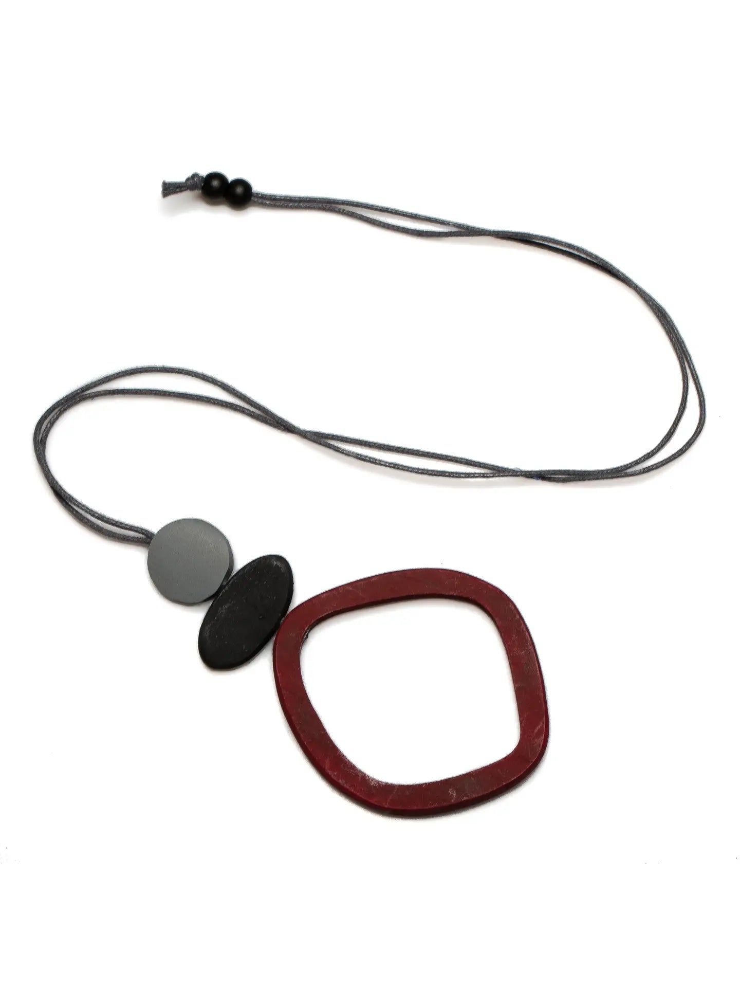Stylish Maroon and Grey Open Hoop Pendant Necklace for Women - Perfect for Casual Wear, Parties & Everyday Fashion Accessories