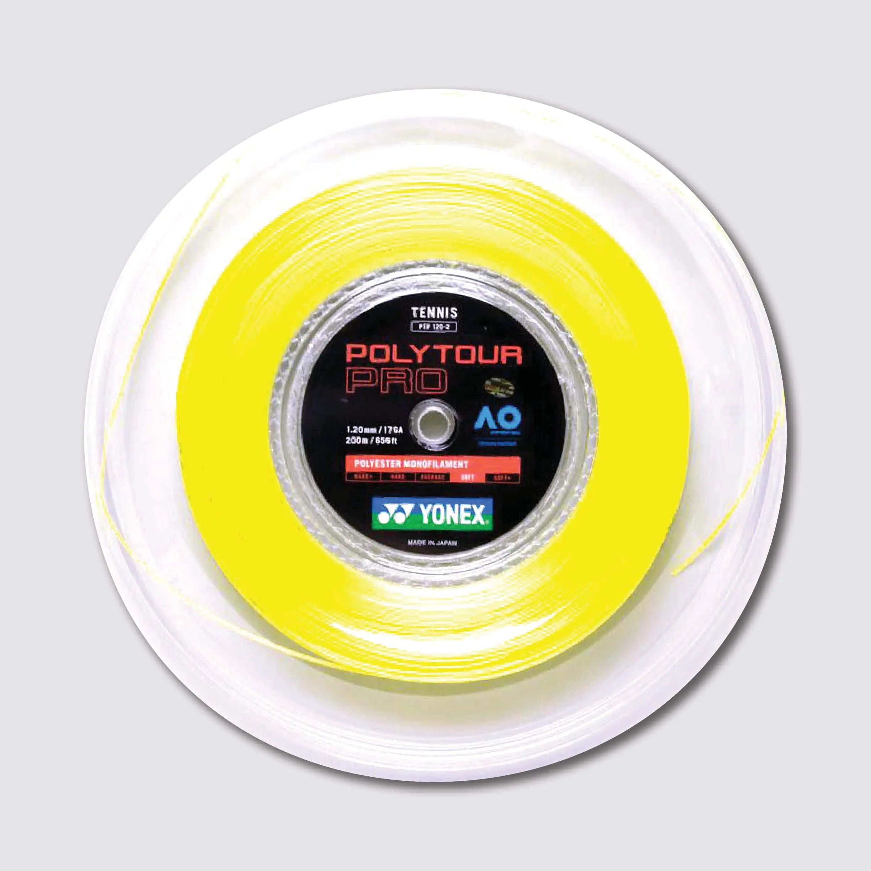 Yonex Polytour Pro 120 Tennis String Reel - 17 Gauge, 200m Length, Flash Yellow | High-Performance Polyester String for Competitive Players | Perfect for Tournament Play & Advanced Training