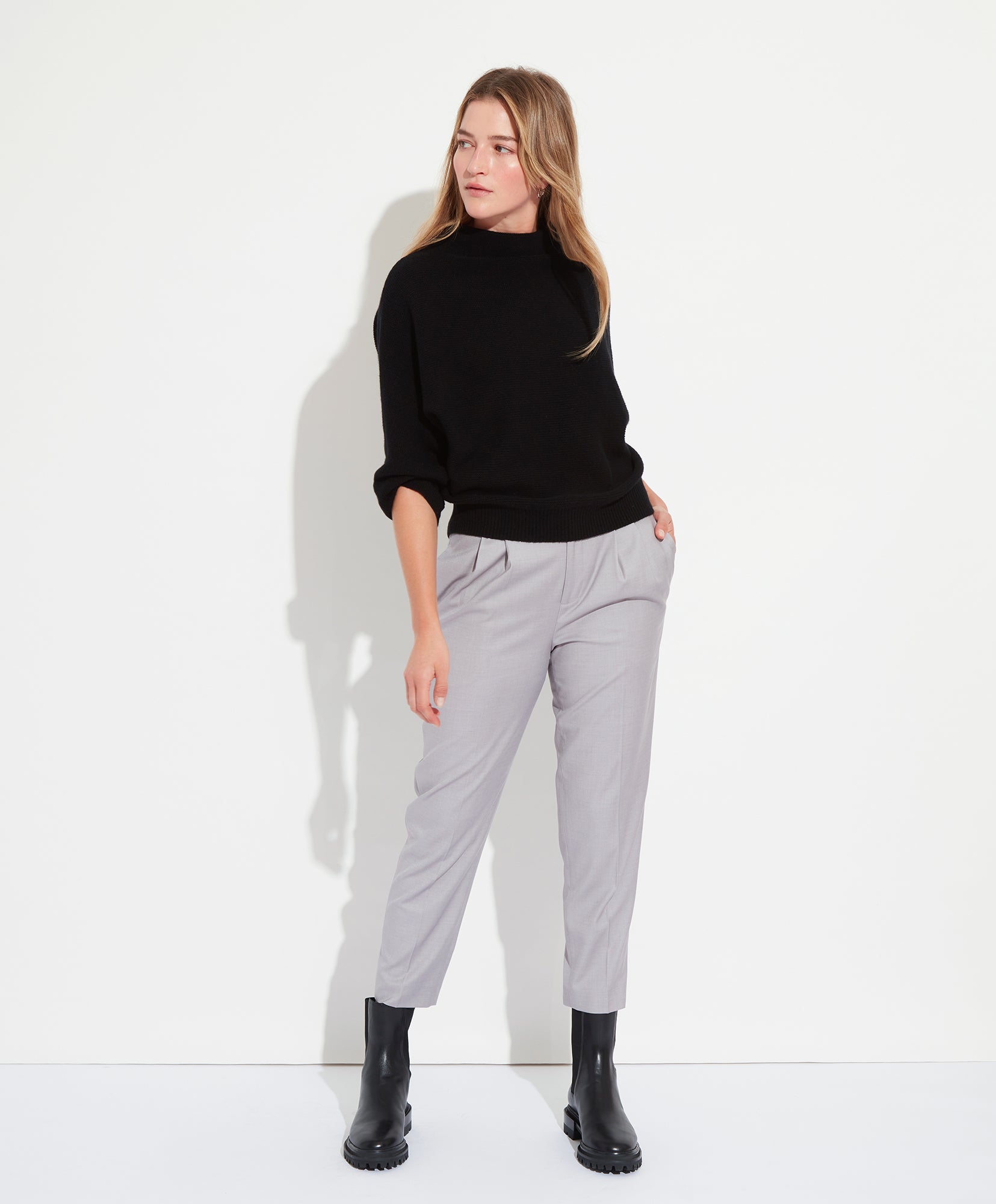 Cozy Funnel Neck Sweater for Women - Soft Winter Knit Pullover - Perfect for Casual Outfits & Layering in Cold Weather