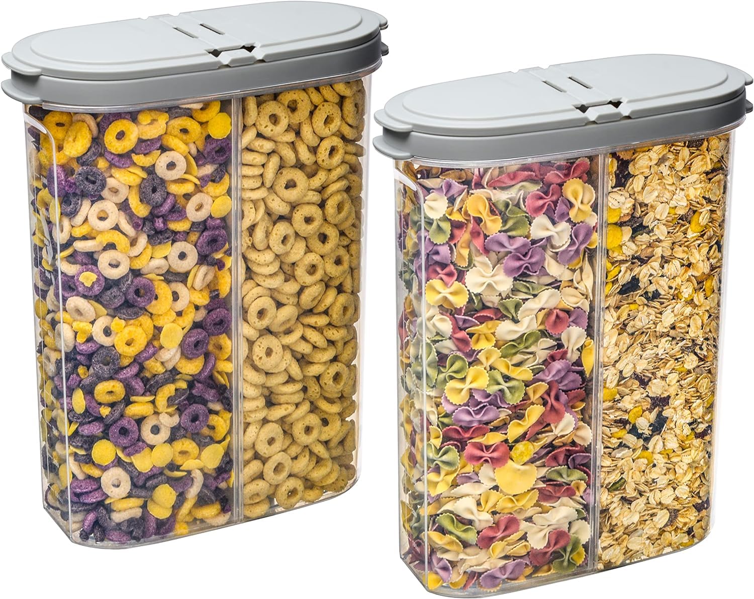 BPA-Free 2.6 Liter Plastic Food Storage Containers with Airtight Lids - 2-in-1 Stackable Cereal Dispenser Box for Kitchen Pantry Organization | Perfect for Cereals, Snacks, Rice, Flour & Dry Food Storage