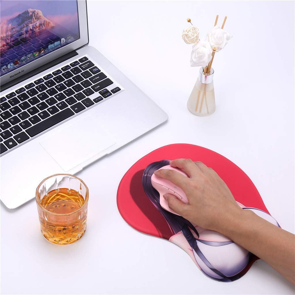 Tifa Red Anime Mouse Pad - 3D Oppai Gaming Mousepad with 2-Way Skin - Perfect for PC Gaming & Office Use