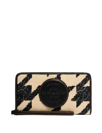 Coach Dempsey Large Phone Wallet with Houndstooth Print & Patch - Stylish Crossbody Card Holder for iPhone, Credit Cards & Cash | Perfect for Travel, Shopping & Everyday Use