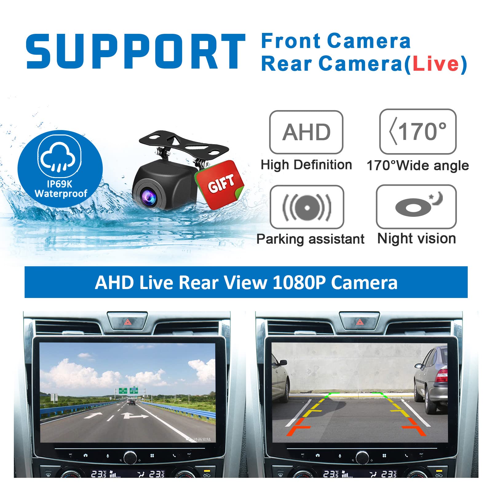 10 Inch Single Din Touchscreen Car Stereo with Wireless CarPlay & Android Auto - Adjustable Android Car Radio with Backup Camera, Bluetooth, AM/FM, WiFi, GPS Navigation, 2+32GB - Perfect for Road Trips & Daily Commuting