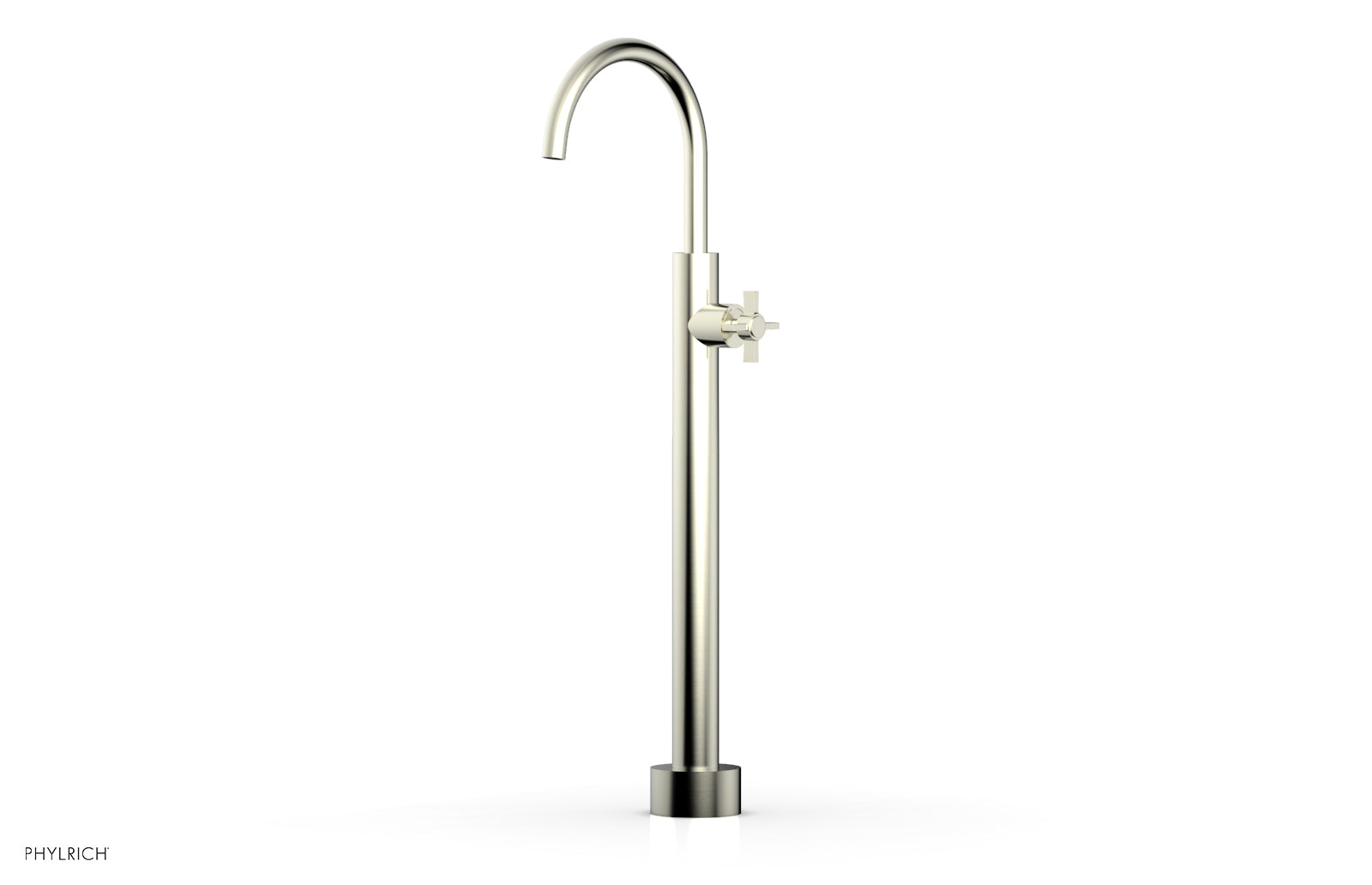 BASIC Low Floor Mount Tub Filler with Cross Handle - D132 44 04 - Perfect for Modern Bathroom Renovations and Spa-Like Showers