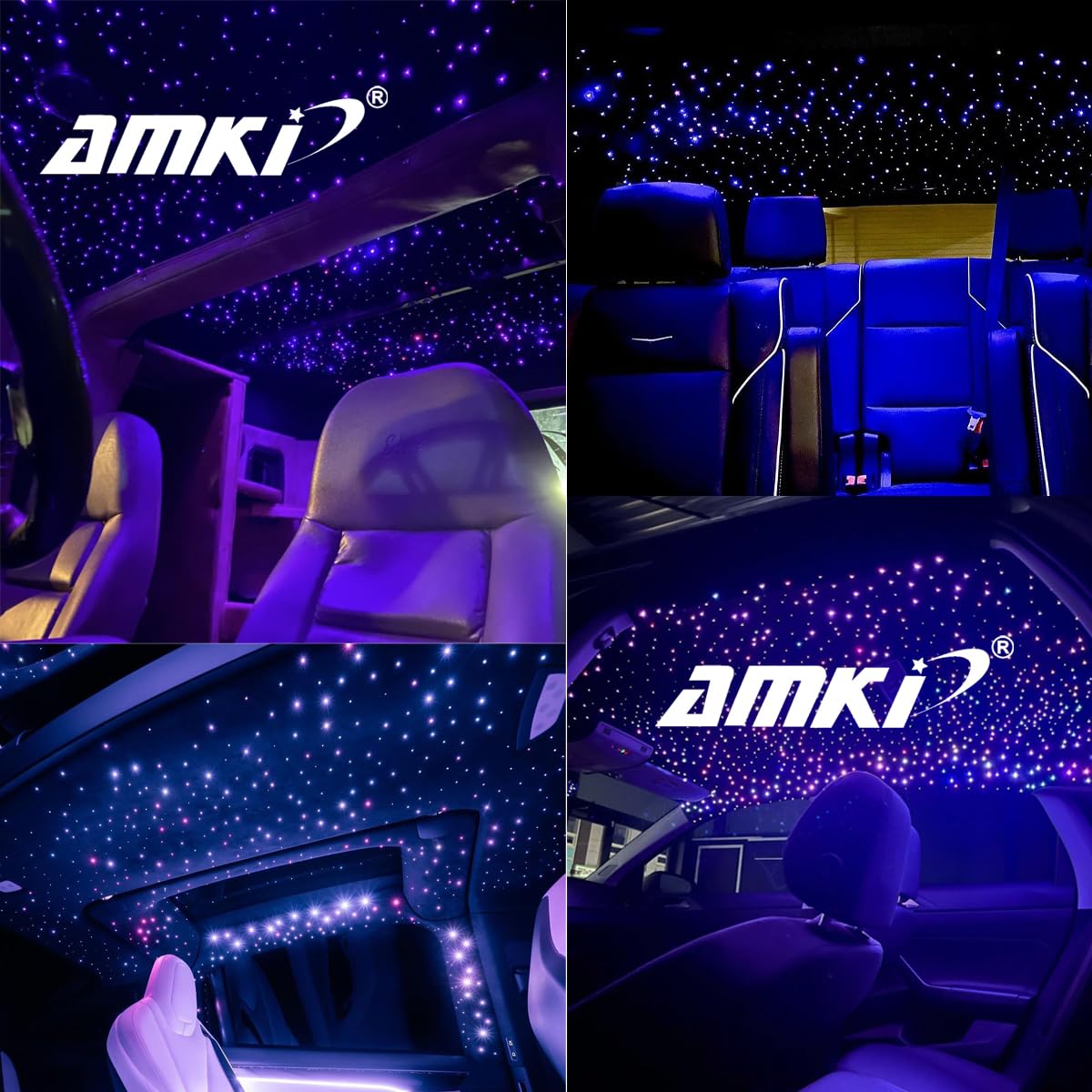 AMKI Bluetooth 10W Twinkle Fiber Optic Light Kit - 460pcs RGBW Starlight with 9.8ft Optical Cable (0.03in/0.04in/0.06in) for Car Headliner & Home Ceiling Decor - APP/Remote Control, Sound Activated - Perfect for Bedroom, Party, and DIY Lighting Projects