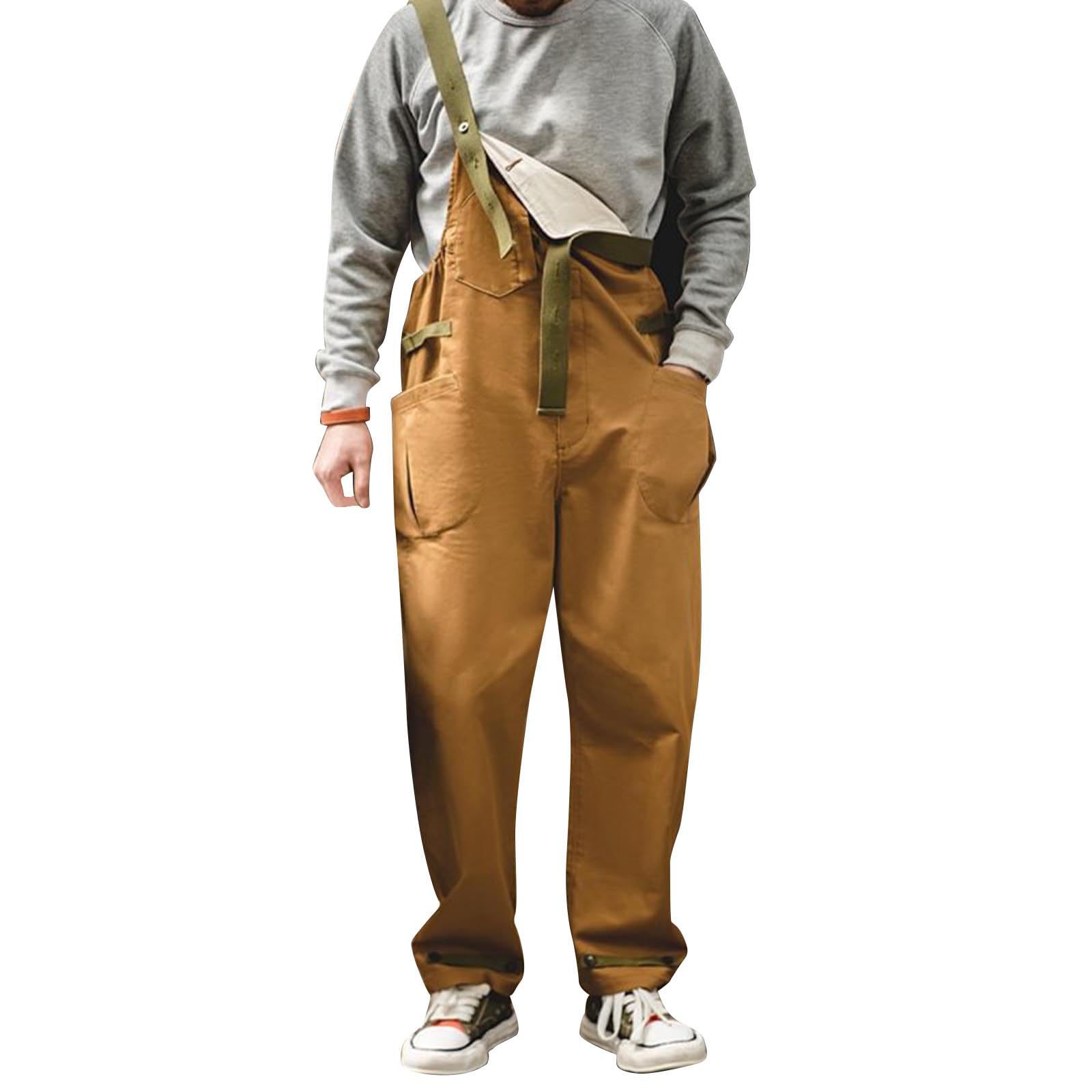 Men's Loose Fit Denim Overalls - Retro Stonewash Cargo Dungarees for Workwear & Casual Style | Perfect for Outdoor Work, Street Fashion & Vintage Looks