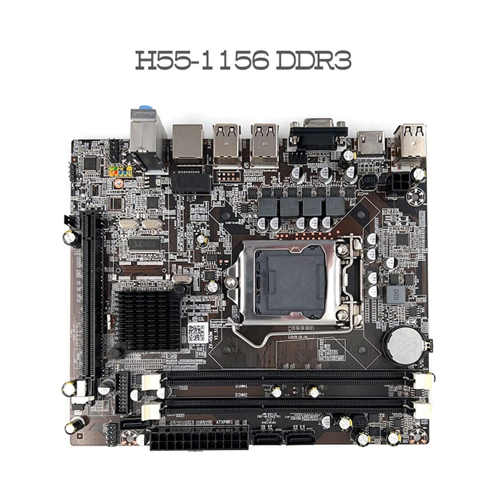 Pitxsgsia H55 Motherboard LGA1156 - Compatible with Intel i3 530/i5 760 CPUs, DDR3 Memory, Includes i3 550 CPU, SATA Cable & Thermal Pad - Ideal for PC Builds, Upgrades & Gaming Rigs
