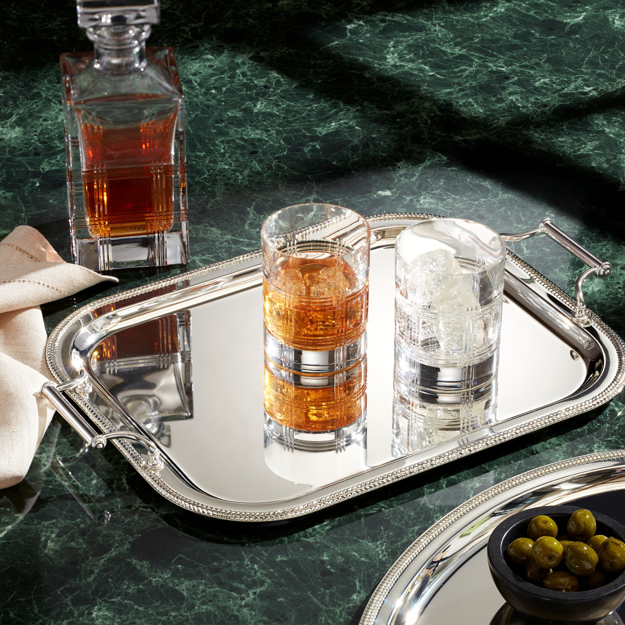 Elegant Rectangle Silver-Plated Serving Tray with Handles - Perfect for Tea Parties, Wedding Receptions & Home Decor