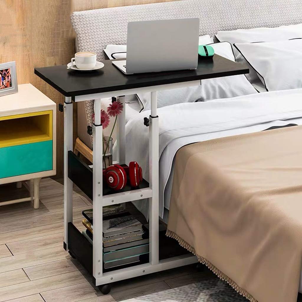 Adjustable Height Rolling Laptop Desk with Swivel Casters - Mobile Computer Table for Home Office, Bedside, Reading & Dining - 31.5