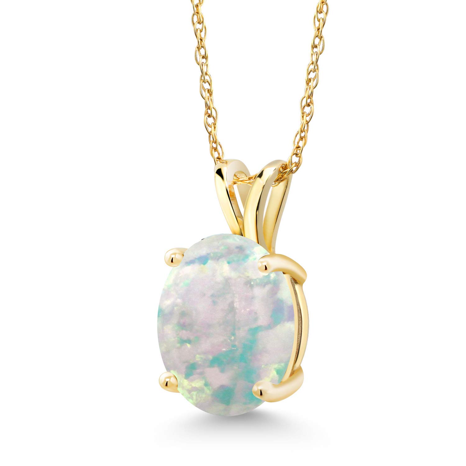 14K Yellow Gold 10X8MM Oval Birthstone Pendant Necklace for Women - Genuine Gemstone Jewelry with 18 Inch Chain | Perfect Gift for Mom, Wife, or Loved One | Elegant Necklace for Birthdays, Anniversaries & Special Occasions