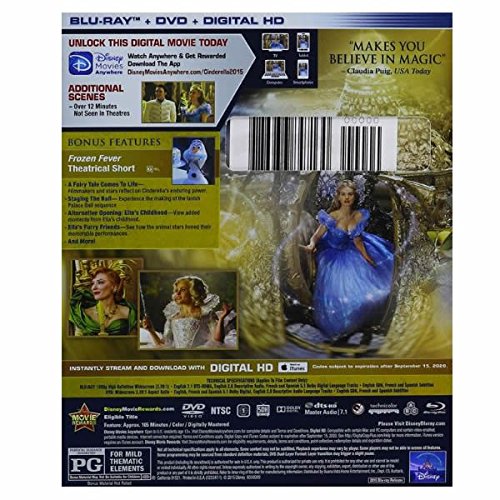 Disney's Cinderella DVD + Blu-Ray Combo Pack | Classic Fairy Tale Movie for Kids & Family | Perfect for Movie Nights, Birthday Gifts & Disney Collections