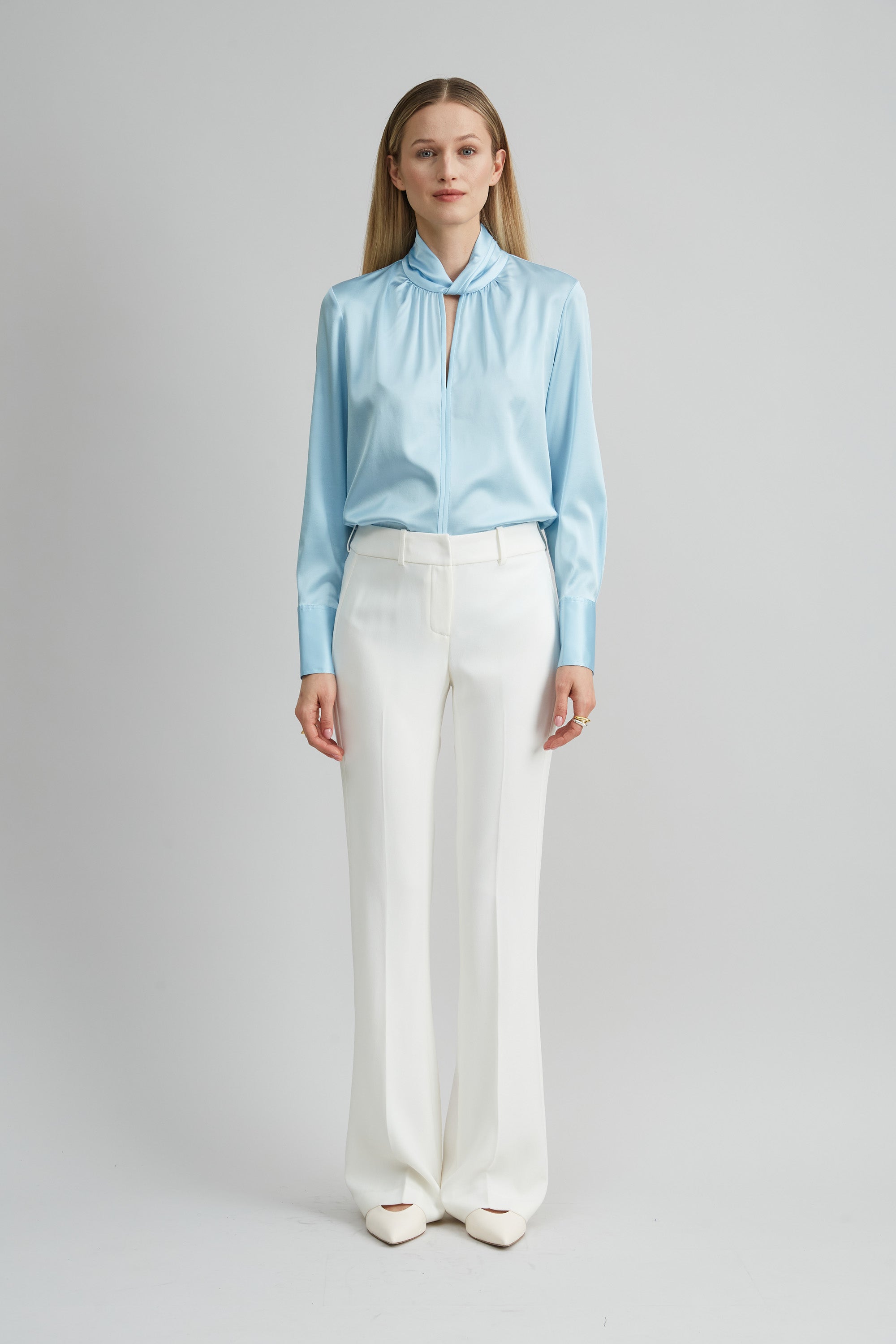 Silk Satin Twist Shirt for Women - Elegant Long Sleeve Blouse with Button Front - Perfect for Office, Party & Date Night Outfits