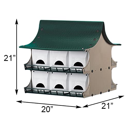 4 Pack S&K Purple Martin Bird Houses - White & Green PBH-12 for Outdoor Garden, Backyard Birdwatching & Wildlife Habitat