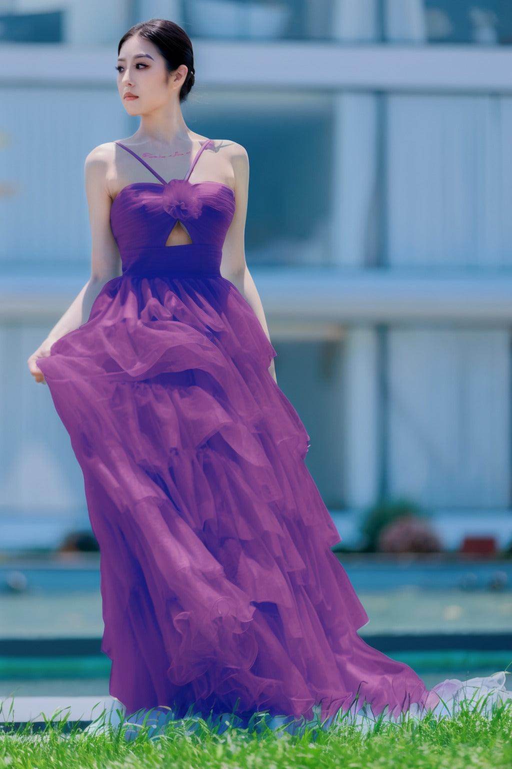 Elegant Princess Sweep Brush Train Tulle Prom Dress CS0493 - Perfect for Homecoming, Ball Gowns & Formal Events