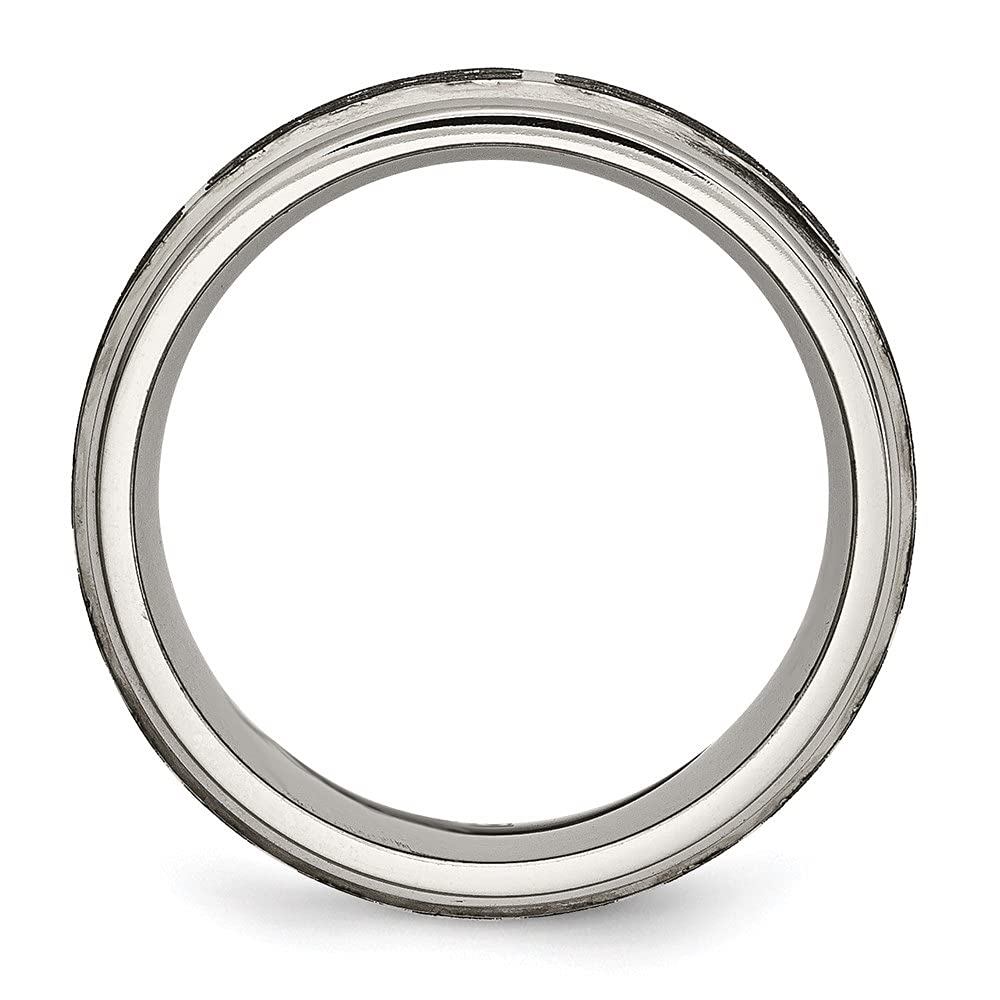 Premium Titanium Band Ring - 8mm Brushed & Polished Laser Design with Ridged Edge | Durable & Hypoallergenic Wedding Band for Men & Women | Perfect for Anniversaries, Engagements & Everyday Wear