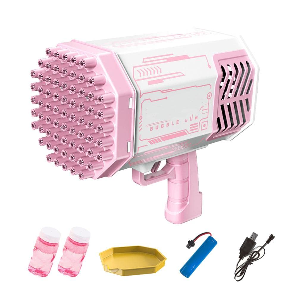 Bubble Gun Rocket Bubble Blower Machine - 69 Holes Bubble Maker with Colorful LED Lights for Kids & Adults | Perfect for Outdoor Summer Parties, Birthday Celebrations, Weddings & TikTok Videos