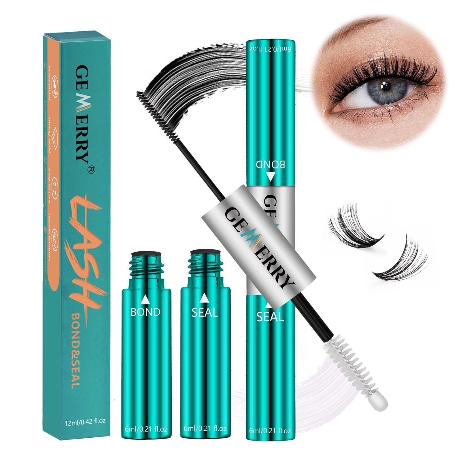 GEMERRY Waterproof Lash Cluster Glue 12ml - Long Lasting 72-96 Hours, Strong Hold for DIY Cluster Lashes & Extensions | Perfect for Home Use, Professional Results, Salon-Quality Eyelash Adhesive for Day & Night Wear
