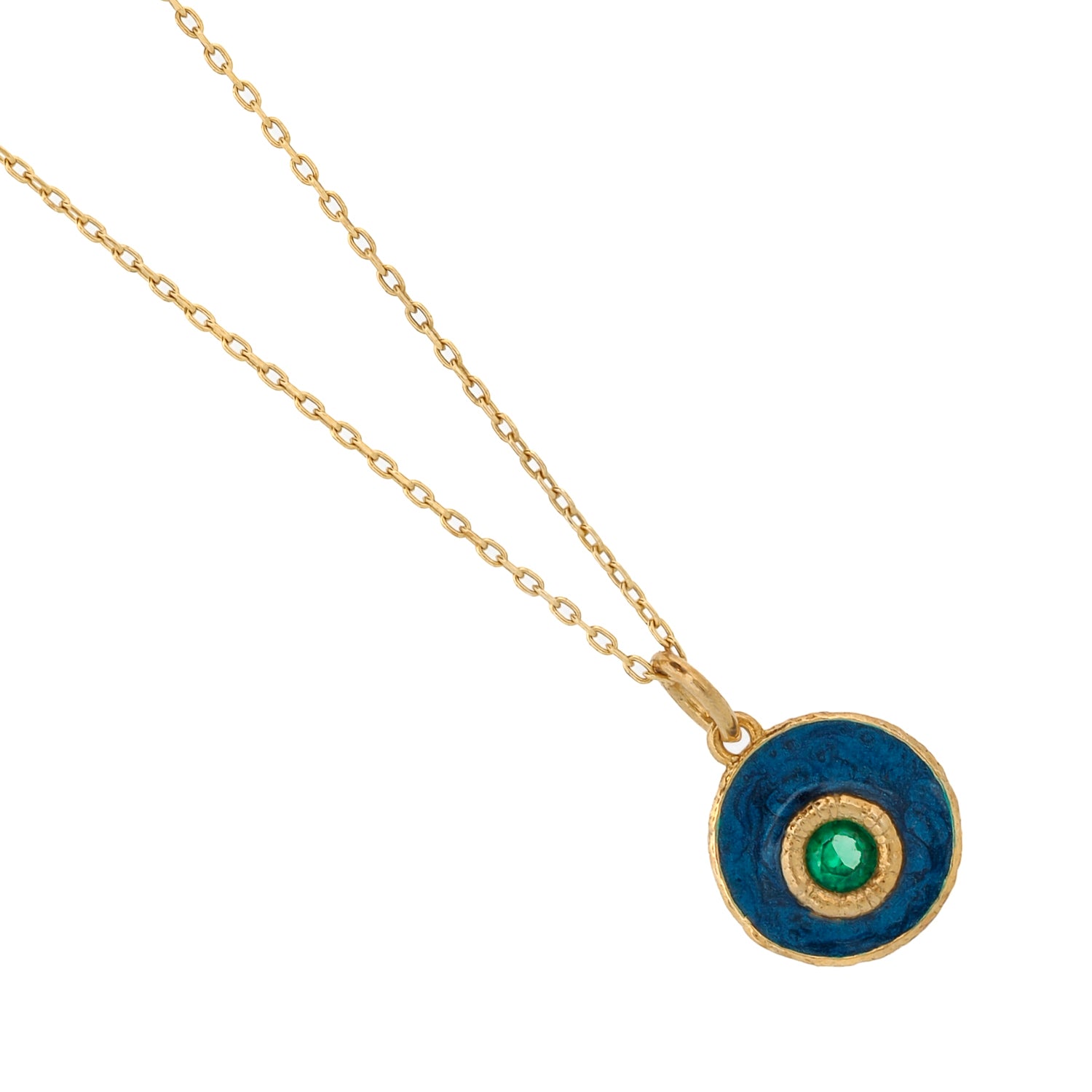 Blue Enamel Evil Eye Pendant Necklace with Jade Stone & Gold Chain - Protection Jewelry for Women, Gift for Her, Boho Chic Accessory for Everyday Wear