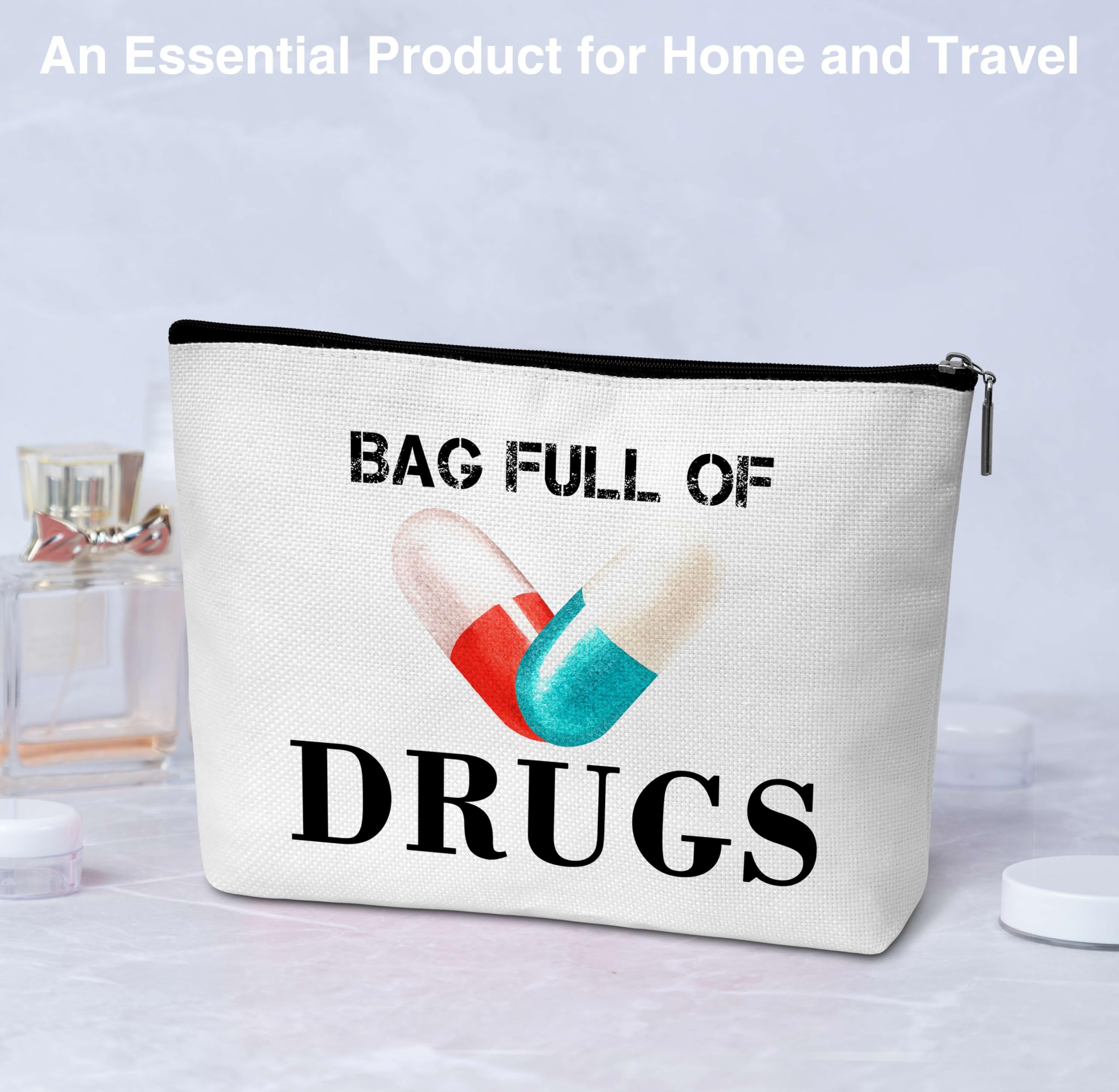 Funny Nurse Makeup Bag for Women - Medicine Pouch & Pill Storage - Perfect for Work & Travel