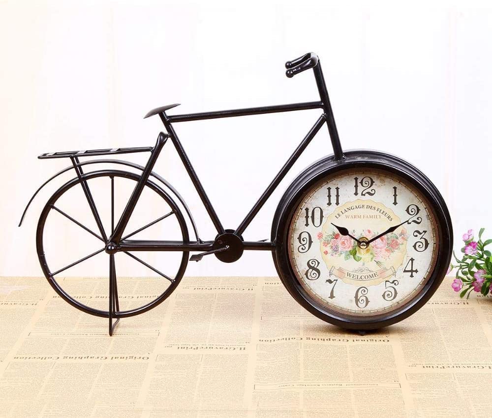 Vintage Bicycle Wall Clock - Retro Bike Mantel Clock for Home Decor, 19.3