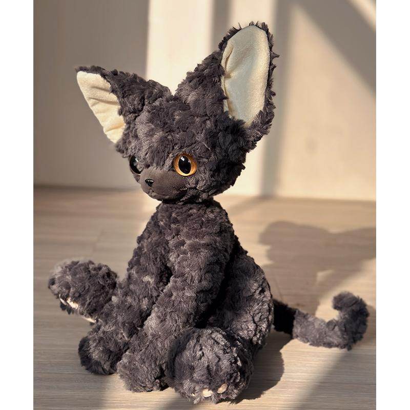 Cozy Curl Cat Plush Toy - Adorable Black Cat with Curly Fur | Perfect for Cuddling, Home Decor & Gift Giving