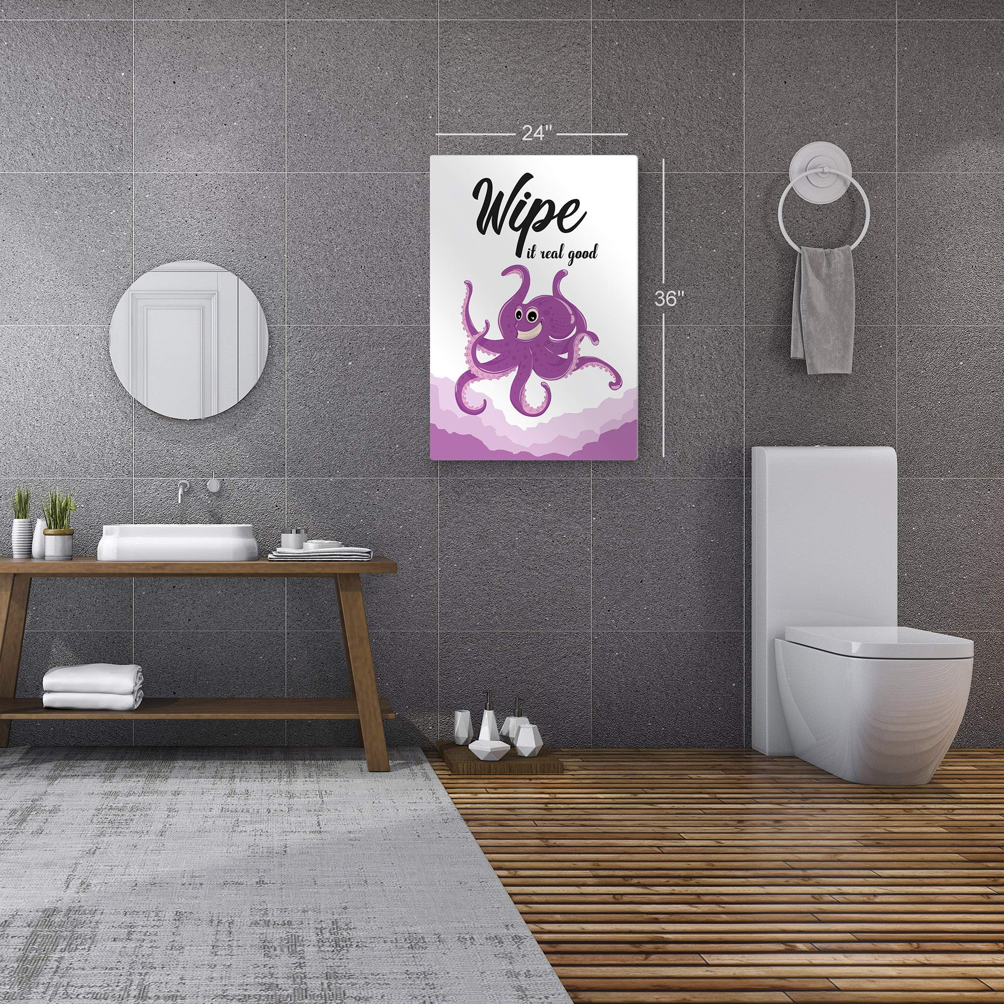 Smile Art Design 'Wipe It Real Good' Funny Quote Metal Print - Bathroom Wall Decor, Nursery Art, Home Decoration - Ready to Hang 12x8 Inches - Made in USA | Perfect for Kids' Bathroom, Playroom & Humorous Home Decor