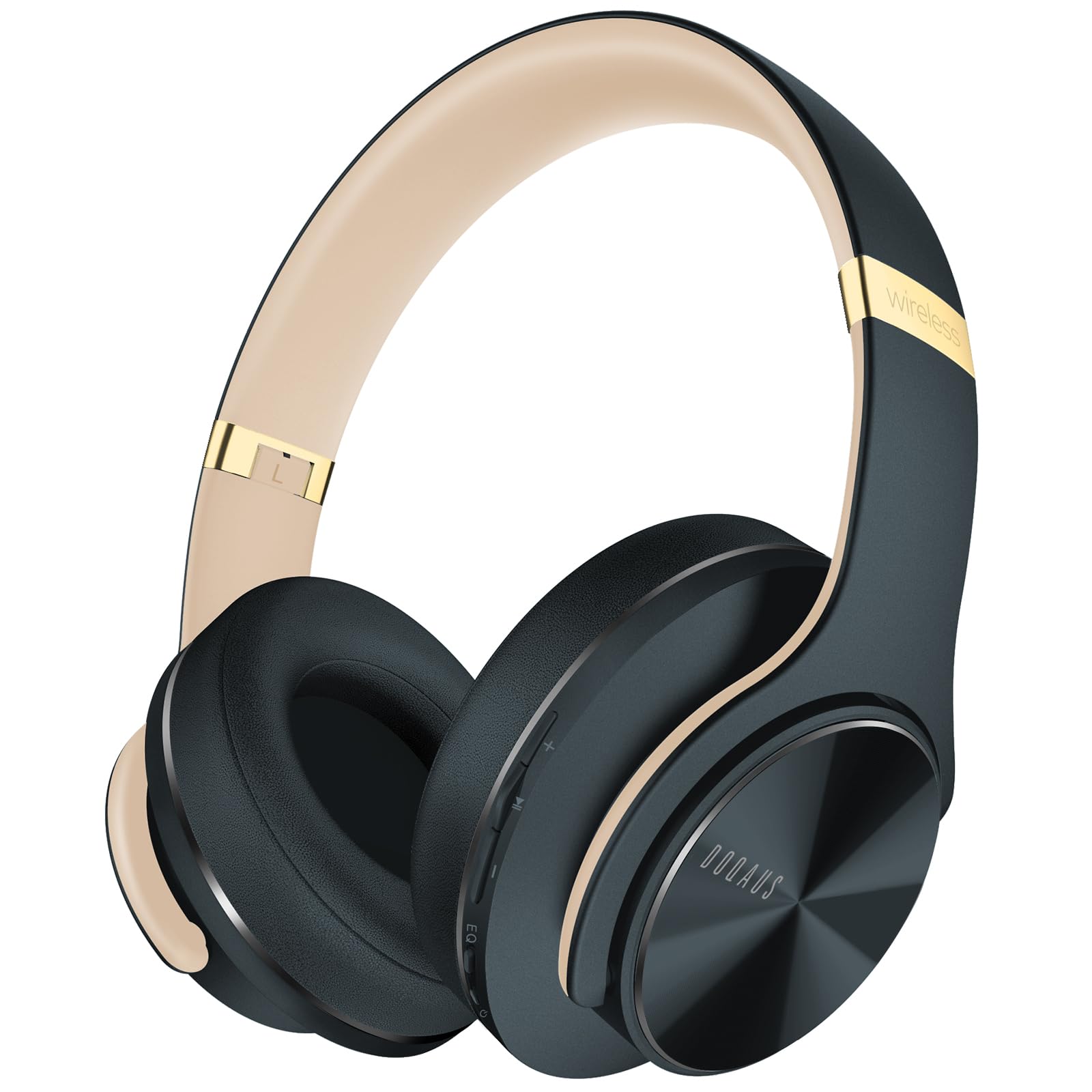 DOQAUS Bluetooth Headphones Wireless with 90 Hours Playtime, Hi-Fi Stereo Sound, Built-in Mic & 3 EQ Modes - Comfortable Over-Ear Headset for iPhone, Android, PC, Gaming, Travel & Work (Shadow Gray)