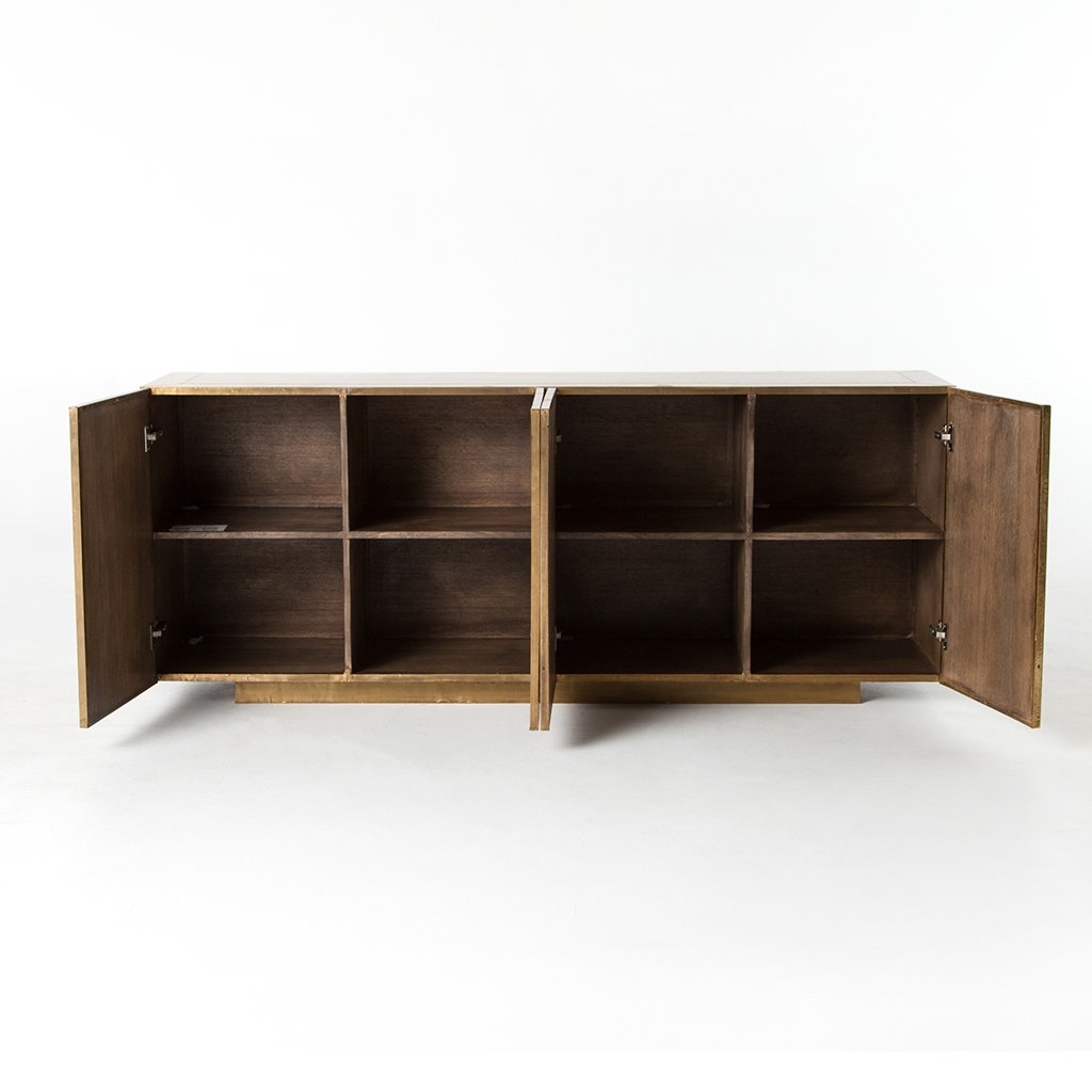 Freda Sideboard with Aged Brass Finish - Stylish Storage Cabinet for Living Room, Dining Room & Entryway