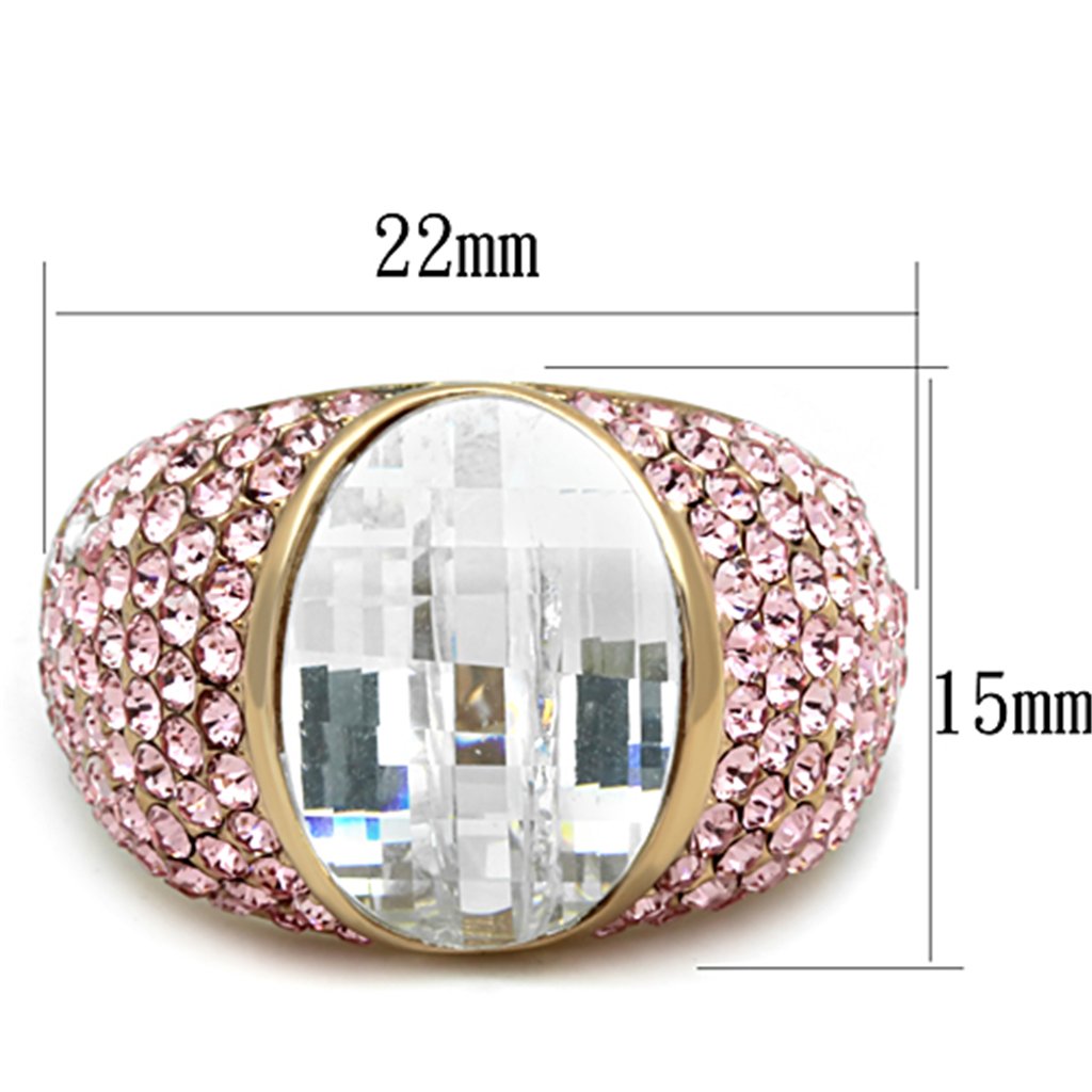 Elegant Clear Oval Pink CZ Rose Gold Cocktail Ring for Women - Perfect for Parties, Weddings & Evening Events