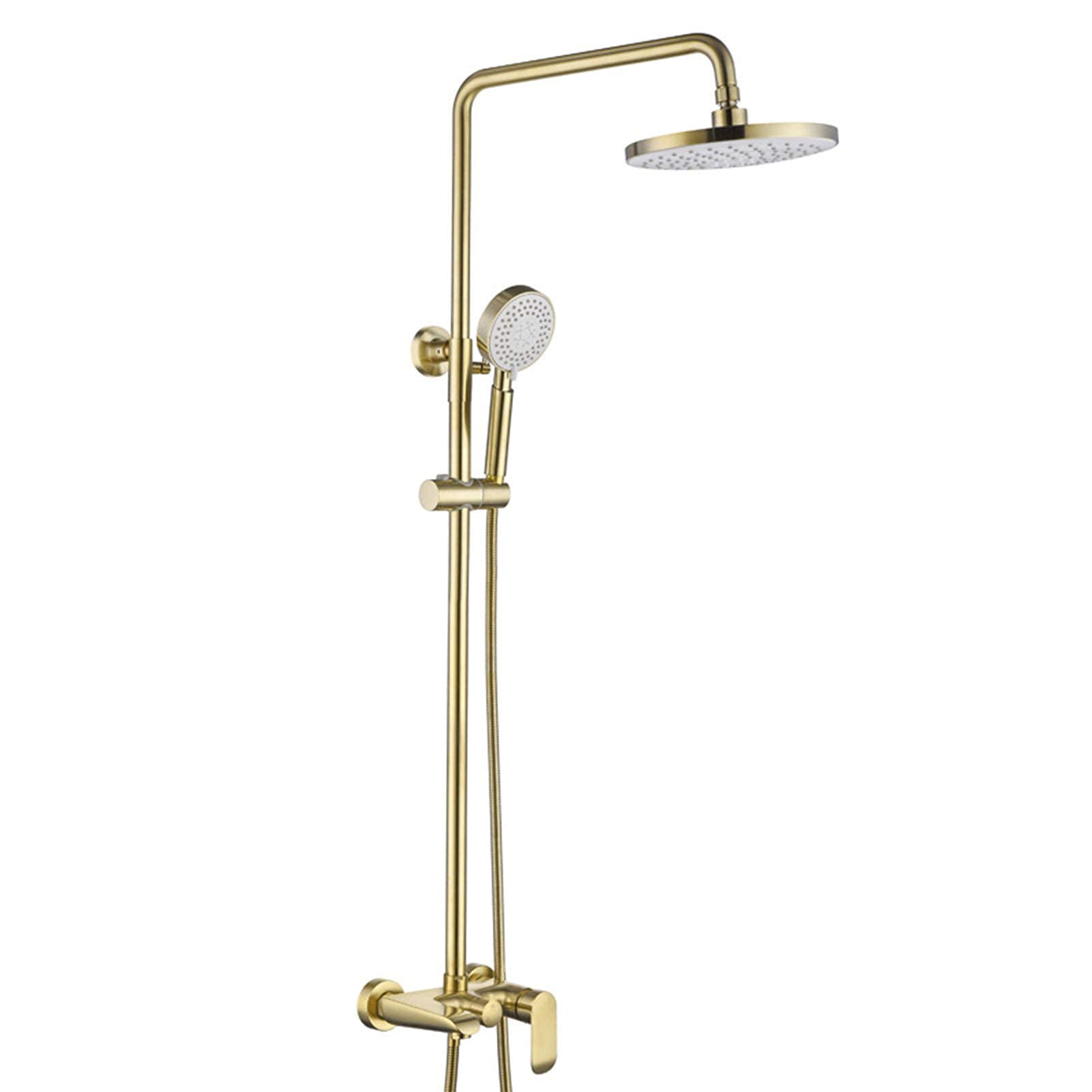 Brushed Gold Shower Faucet Set - 3-Function Wall Mounted Shower System with 8 Inch ABS Rainfall Shower Head & Mixer Taps | Perfect for Modern Bathroom Renovation & Spa-Like Shower Experience