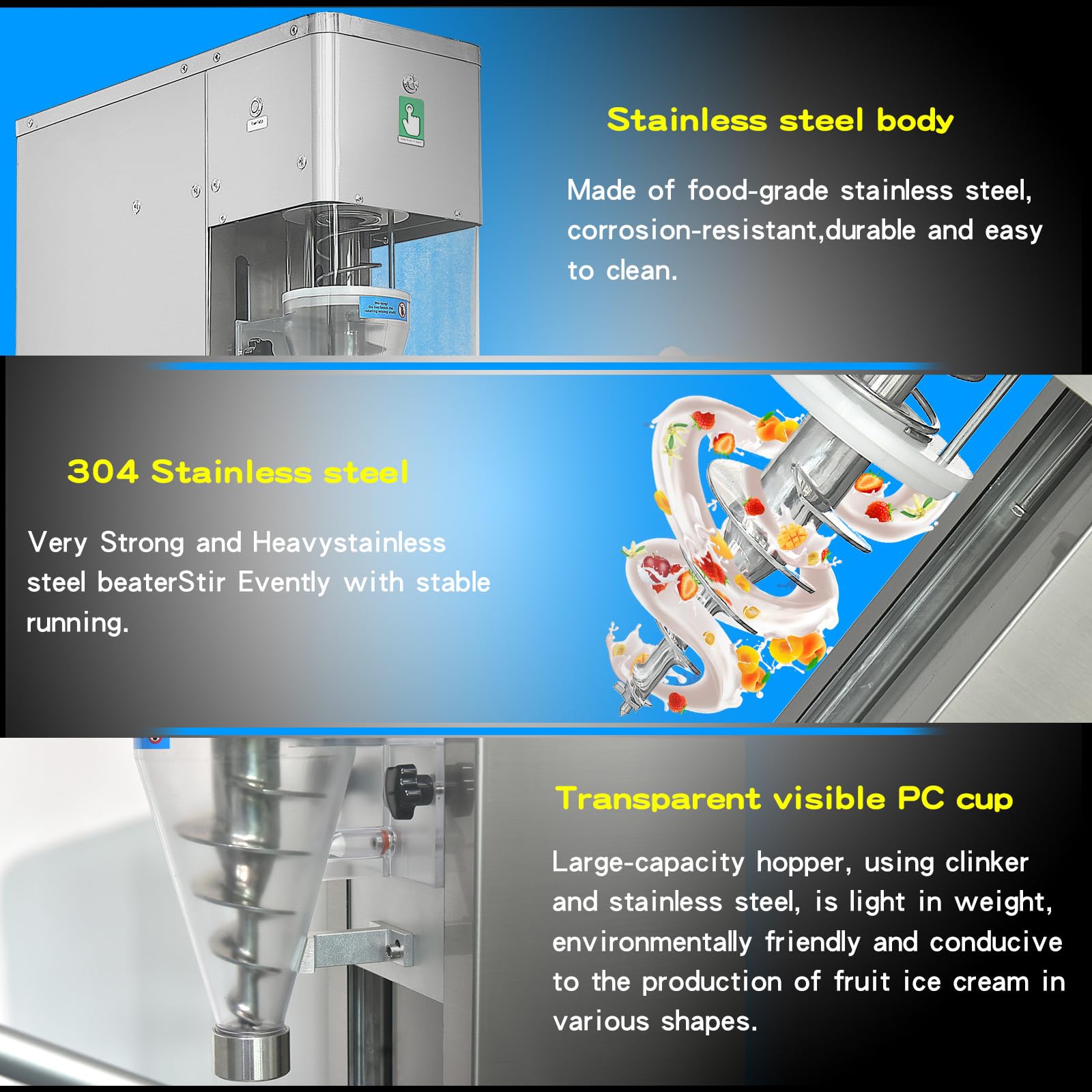 Kolice Commercial Frozen Yogurt Milkshake Blender - Heavy Duty Ice Cream Mixer & Swirl Machine for Shops, Cafes & Dessert Bars - Perfect for Smoothies, Milkshakes & Frozen Treats