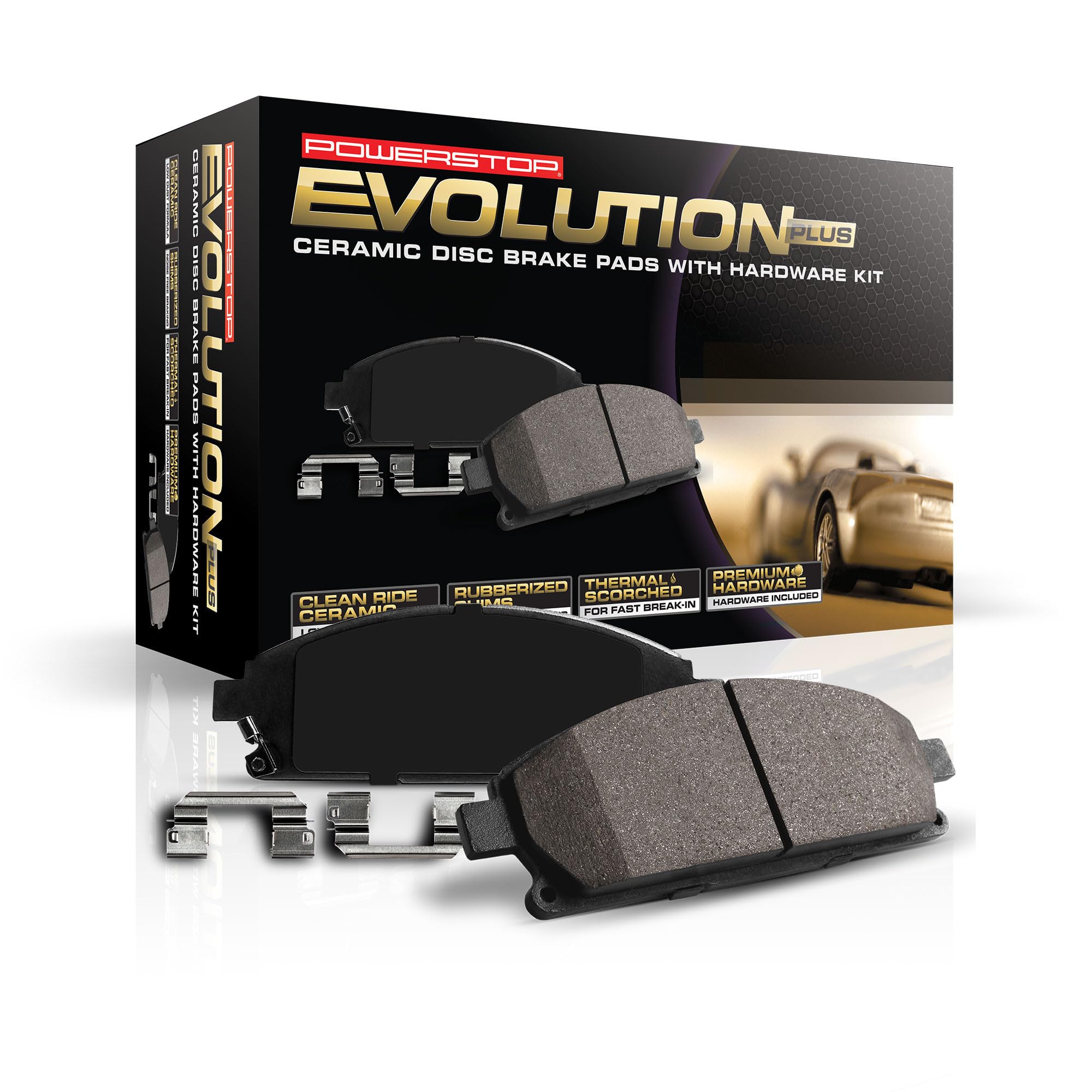 Power Stop Z17 Clean Ride Front Ceramic Brake Pads with Hardware Kit - Compatible with 2020-2023 Chevrolet Corvette | Low Dust, Quiet Performance | Perfect for Daily Driving & Performance Upgrades