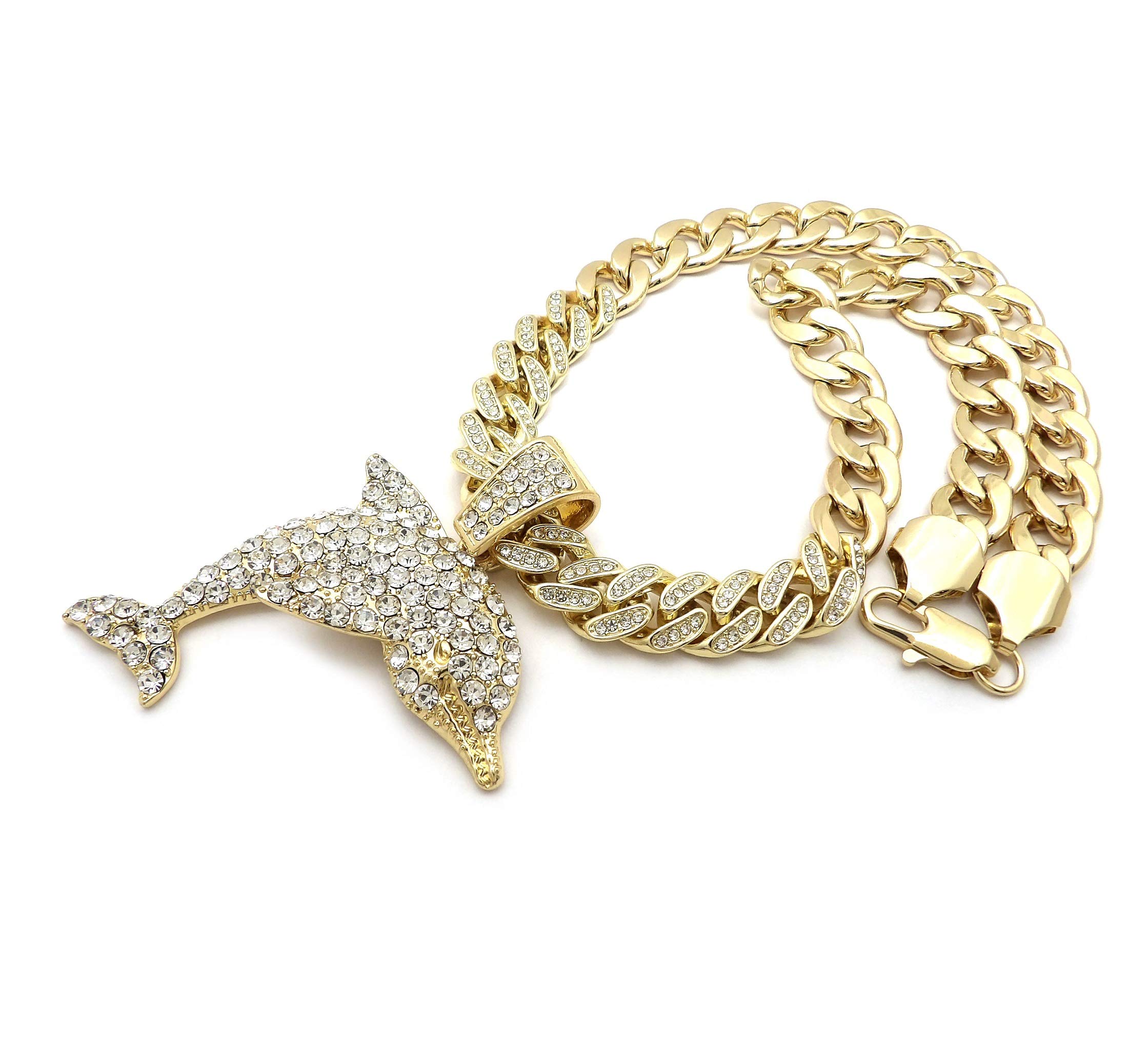 Gold Plated Dolphin Pendant & 11mm 20