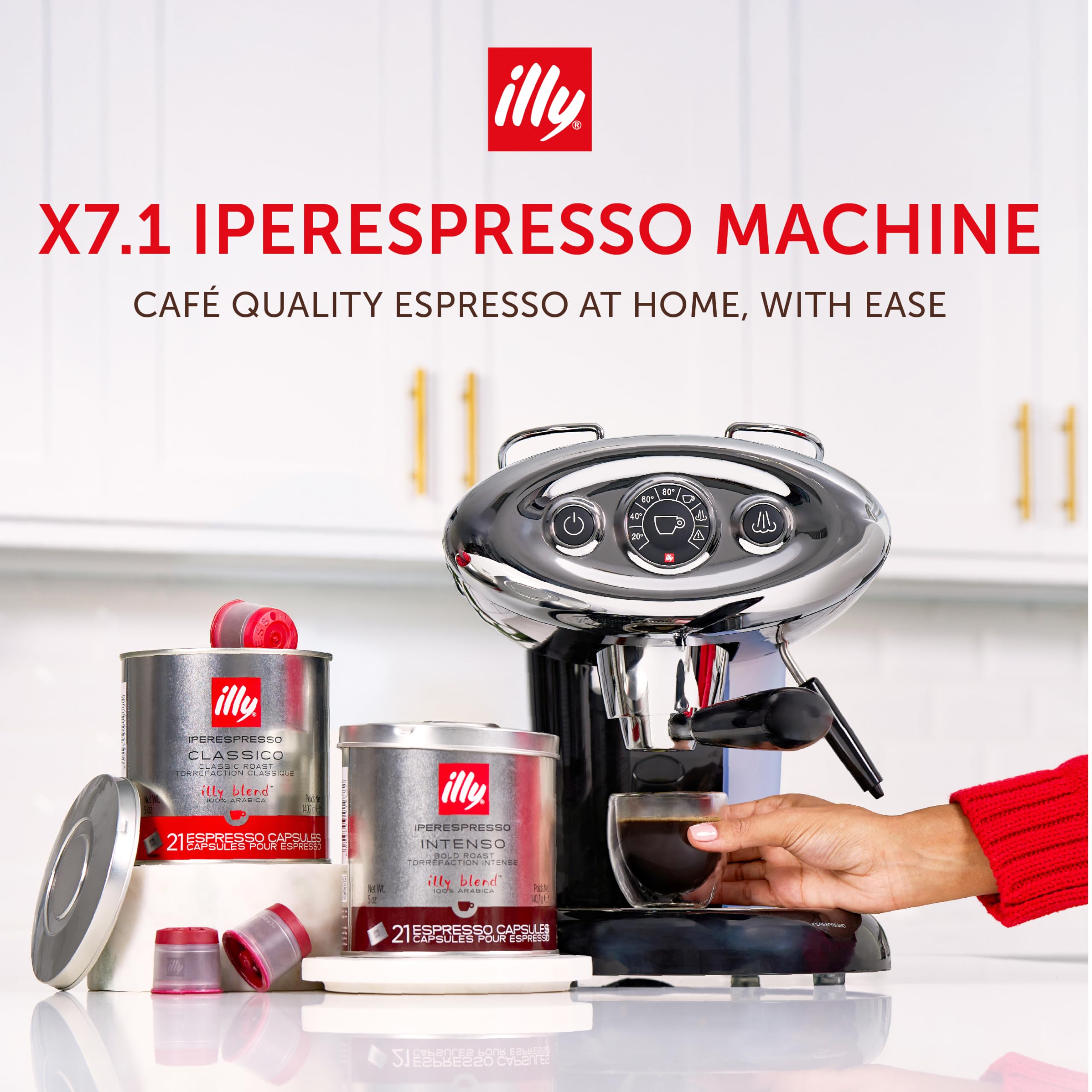 Illy X7.1 Single-Serve Espresso Machine with Milk Frother - Barista Quality for iperEspresso Capsules - Compact Black Coffee Maker for Home & Office Use