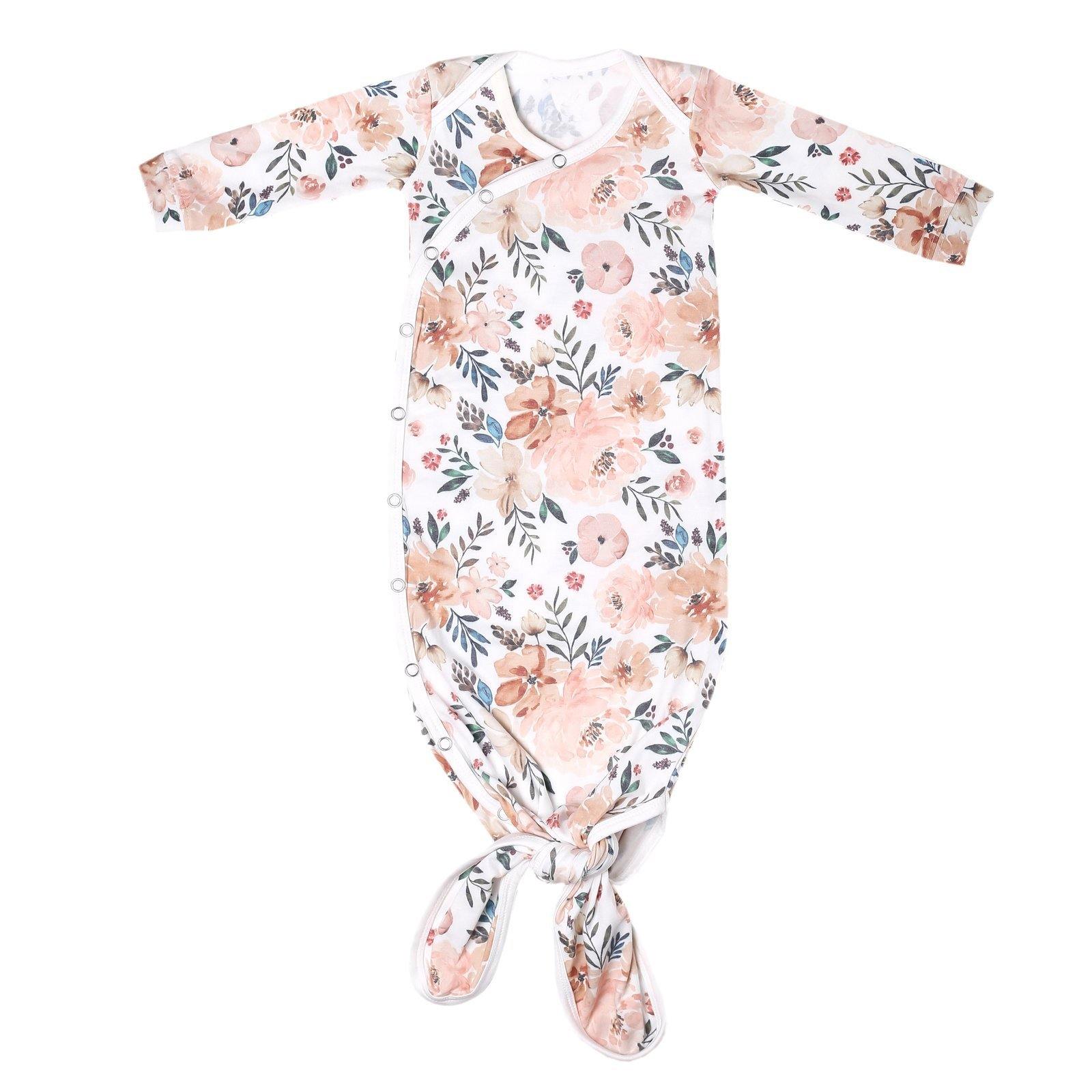 Soft Newborn Knotted Gown - Organic Cotton Baby Sleepwear for Boys & Girls - Perfect for Hospital, Photo Shoots & First Outfits