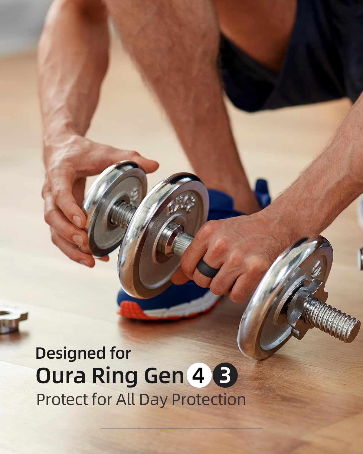 Oura Ring Silicone Cover Protector - Compatible with Oura Ring Gen 4/3, Elastic Workout Case (Black+Night Blue+White, Size S for 6-10) - Perfect for Gym, Running & Daily Wear