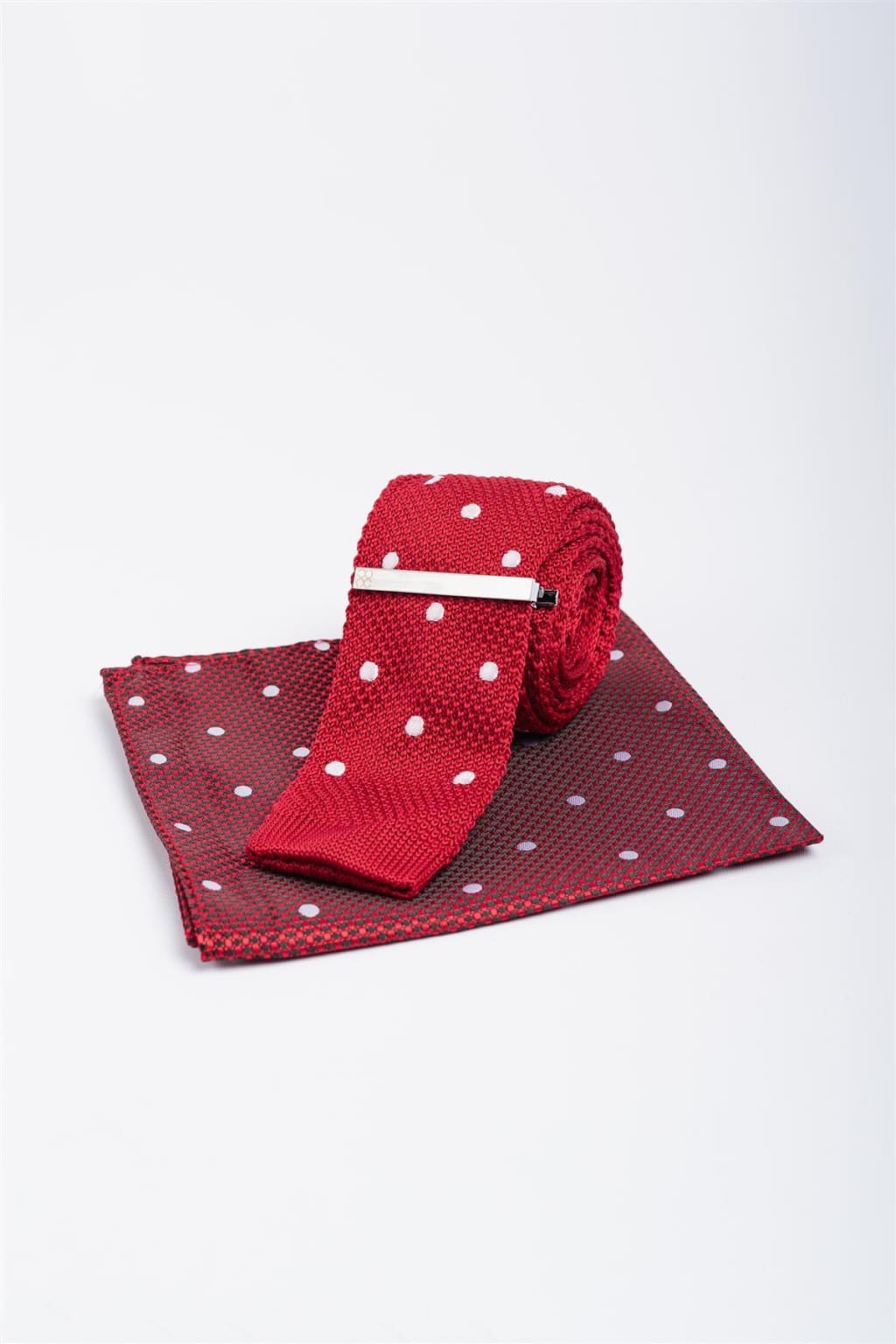 Cavani Men's Dotted Knitted Tie and Pocket Square Set - Premium Silk Blend for Business, Weddings & Formal Occasions