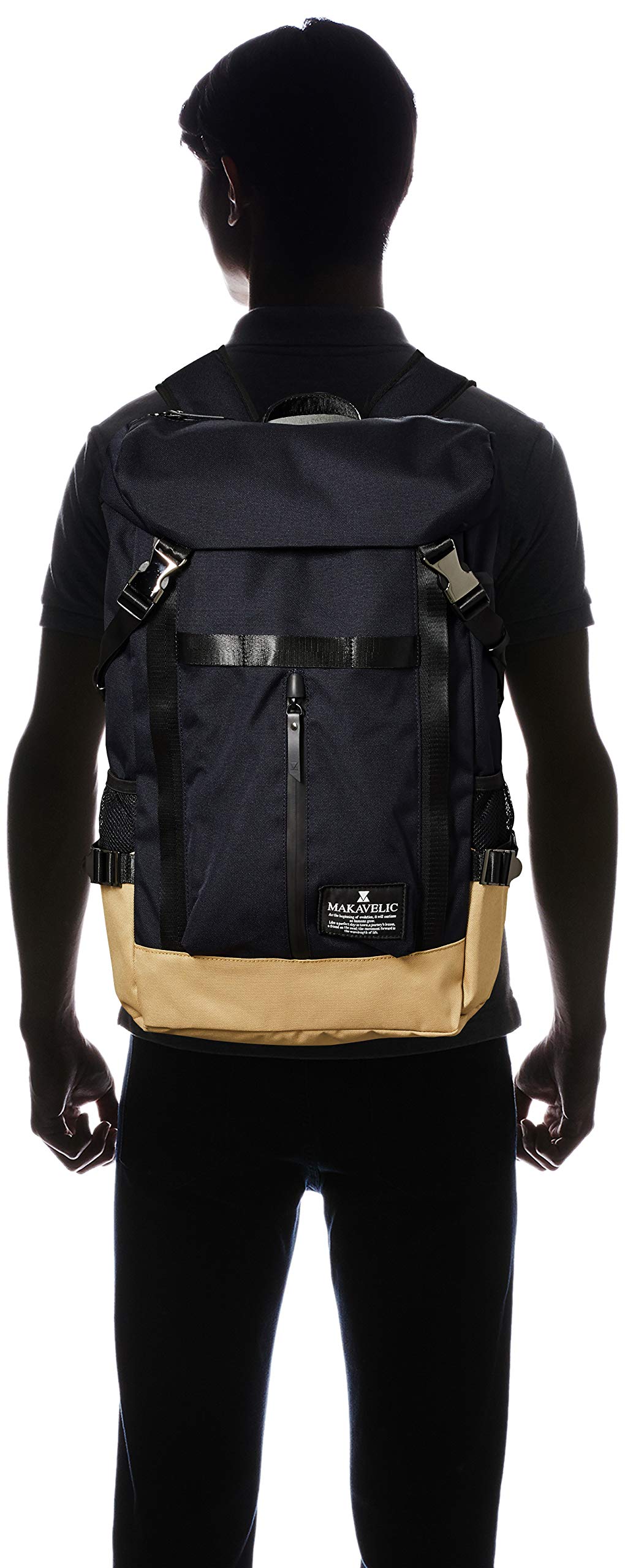 Machiavellik 312010126 D.Navy/Beige (945) Business Backpack for Men & Women - Waterproof Laptop Backpack for Work, Travel & College - 15.6 Inch Laptop Compartment with USB Charging Port