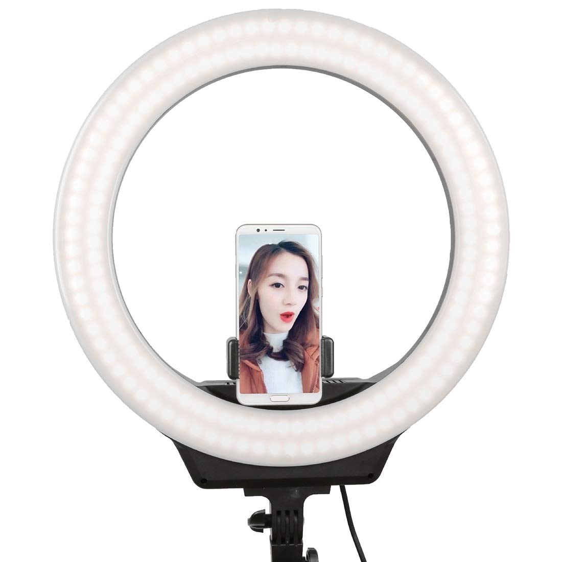 Duzhen 38W 16-inch Dimmable Rotatable LED Ring Light with Phone Clip - Perfect for Photography, Selfies, Video Calls & Content Creation