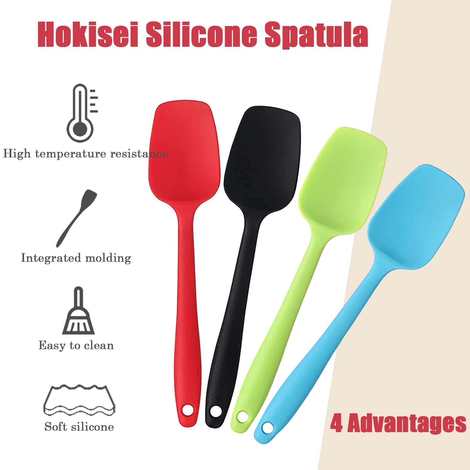 Premium Silicone Spatula Set - 4-Piece Heat-Resistant Baking & Cooking Utensils - Flexible Rubber Spoon Spatulas for Mixing, Flipping & Scraping - Perfect for Baking Cakes, Cookies & Cooking Sauces