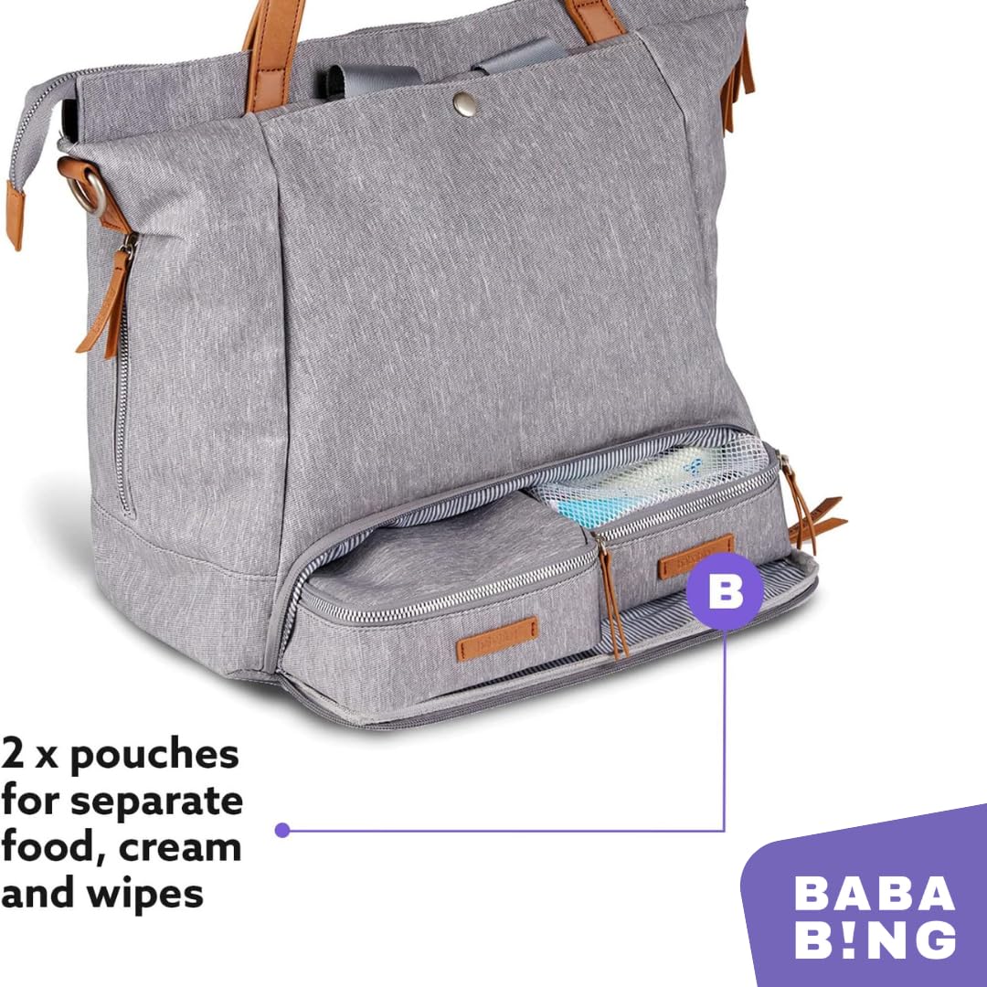 Erin Tote Backpack Changing Bag - Multifunctional Diaper Bag with Changing Pad, 2 Removable Pouches, Insulated Bottle Pocket & Stroller Straps - Perfect for Moms & Baby Essentials - Grey BB75 | Ideal for Travel, Daycare & On-the-Go Parenting