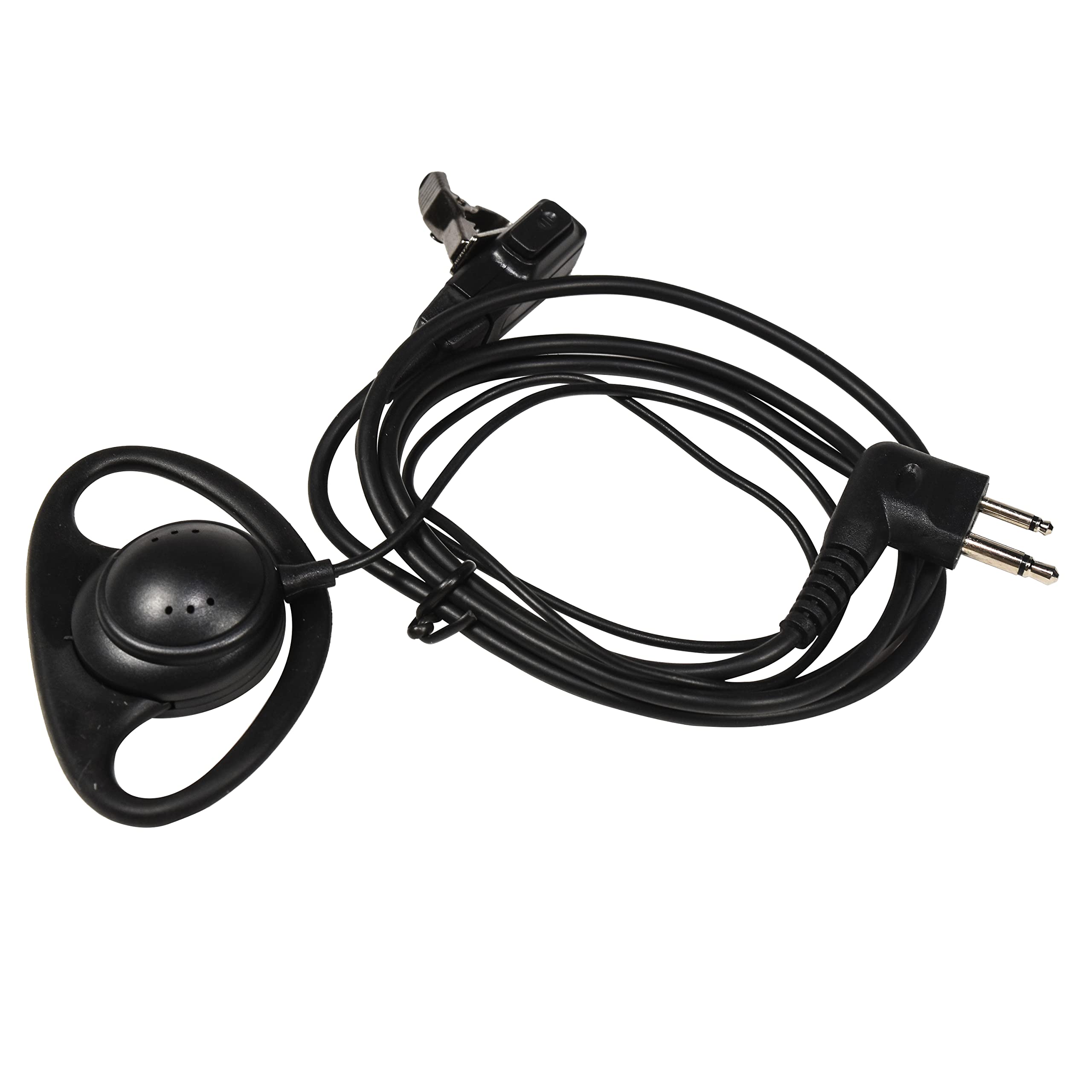 HQRP 4-Pack D-Shaped Earpiece Headset with PTT Mic - Compatible with Motorola CLS1110, CLS1410, CLS1413, CLS1450 - Ideal for Security, Construction & Warehouse Communication