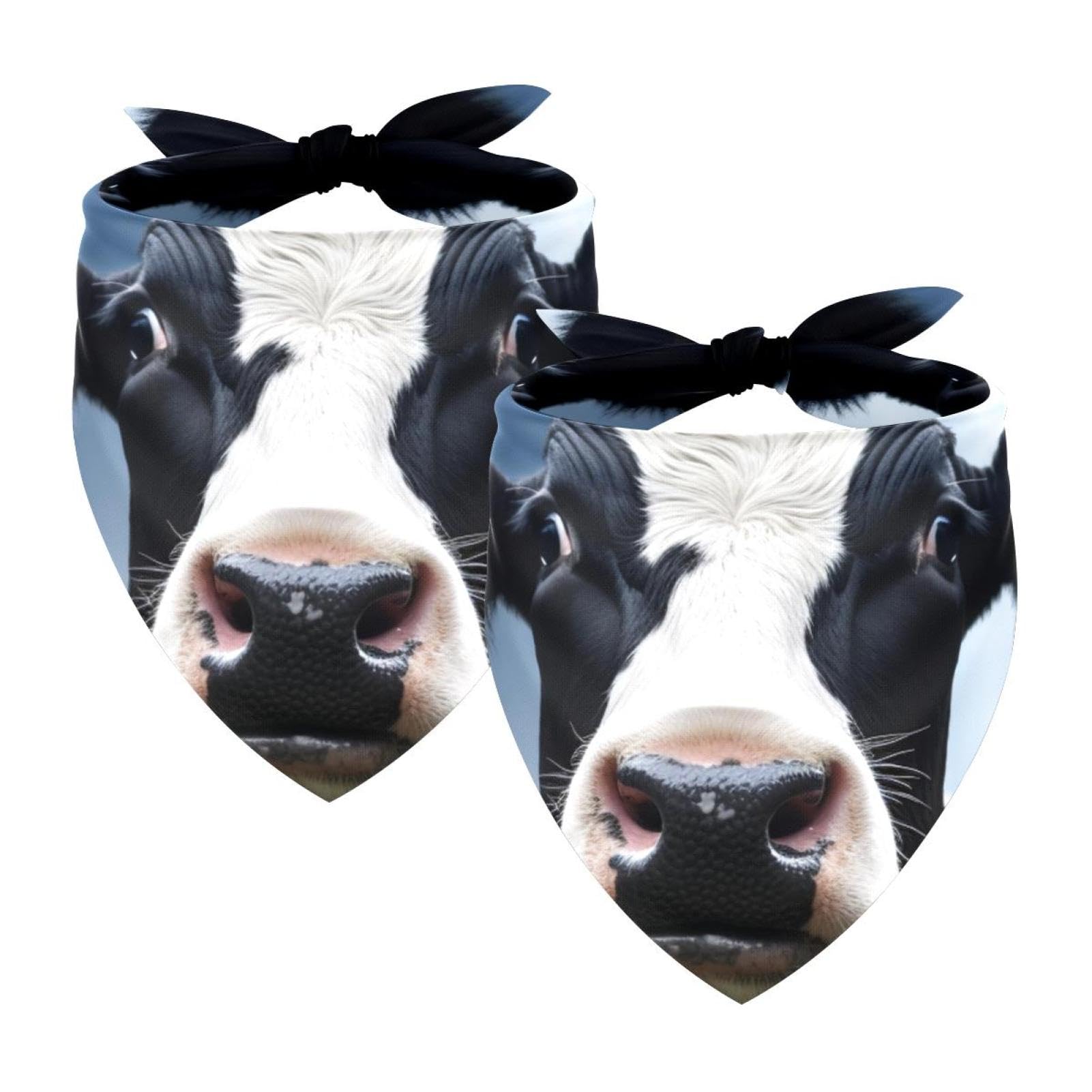 Stylish Dog Bandanas for Small, Medium & Large Pets - 2-Piece Black & White Cow Print Scarf Set for Dogs & Cats | Perfect for Pet Fashion, Farm Themes & Photo Shoots