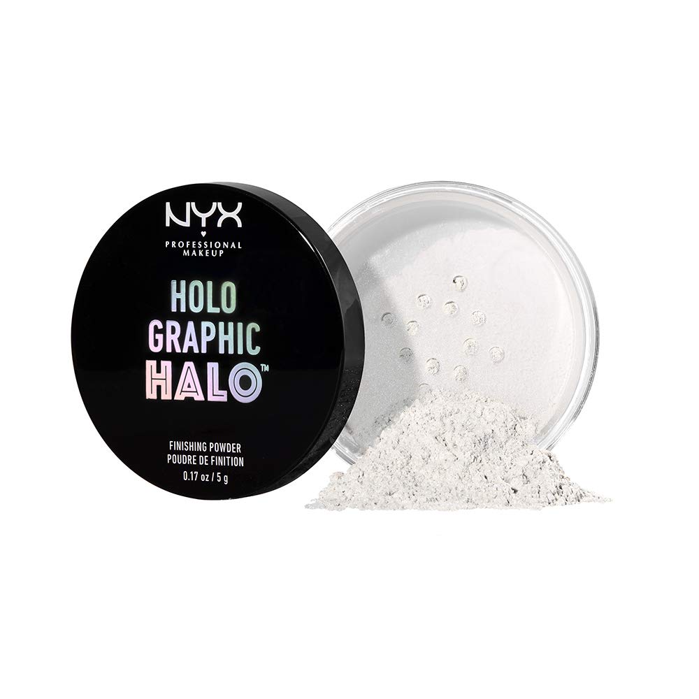 NYX PROFESSIONAL MAKEUP Holographic Halo Finishing Powder - Mermazing Shimmer Highlighter, 0.17 oz | Vegan & Cruelty-Free Face Powder for Glowing Makeup | Perfect for Parties, Photos & Night Out Looks