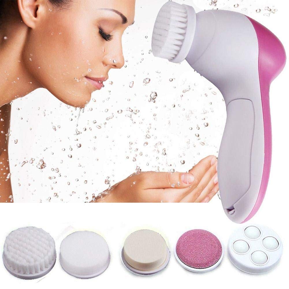 SVK Dream Facial Kit - 5-in-1 Multifunctional Beauty Brush for Deep Cleansing, Exfoliation & Face Massage | Electric Skin Care Tool for Blackheads Removal & Pore Cleaning | Perfect for Home Spa & Travel Skincare Routine