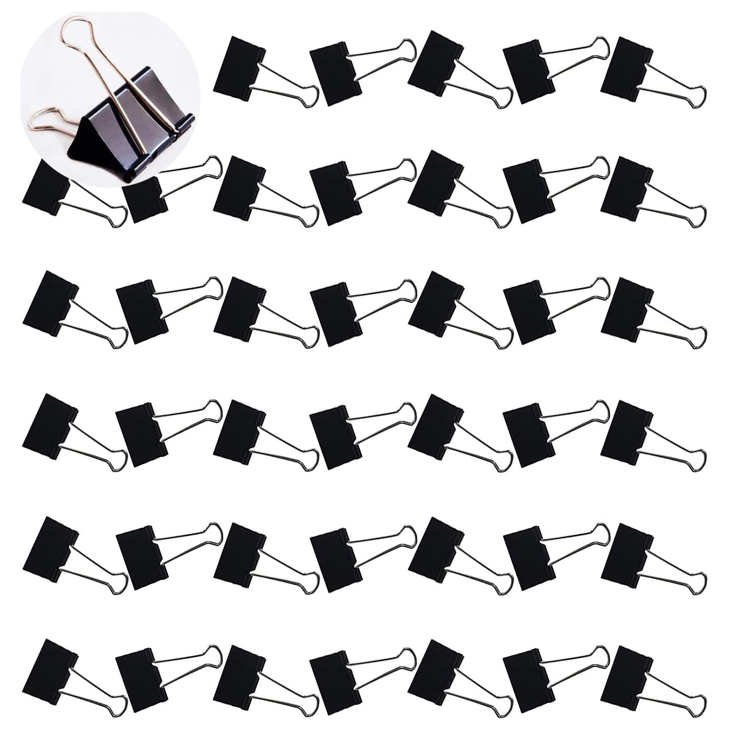 30 Pcs Medium Binder Clips 1.25 Inch (32mm) - Black Metal Paper Clamps with Storage Box for Office, School & Business | Perfect for Organizing Documents, Files, and Presentations