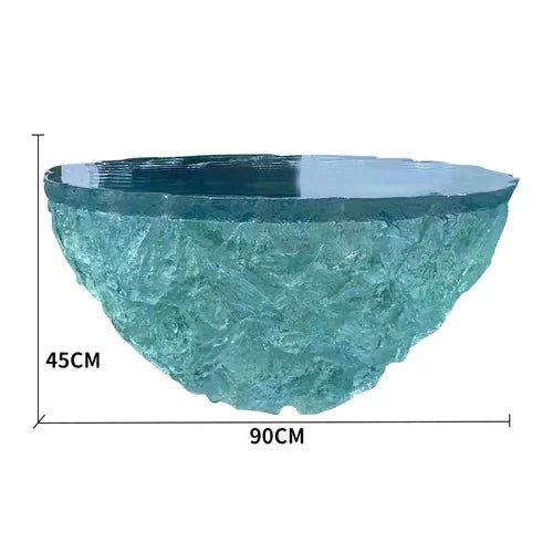 Modern Glass Resin Rocky Glacier Coffee Table - Handcrafted Designer Living Room Furniture for Home Decor & Office Use