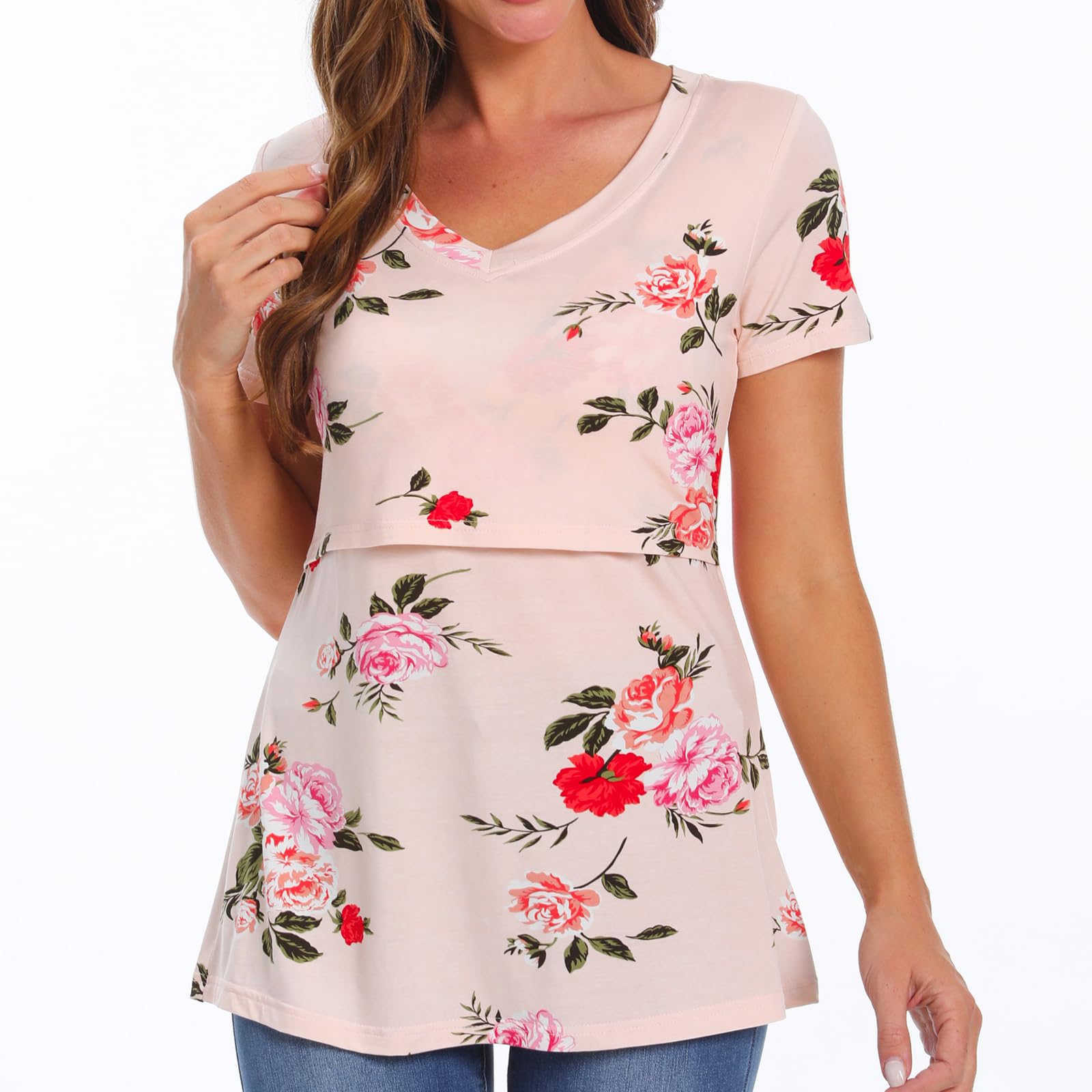 Bearsland Women's 3-Pack V-Neck Nursing Tops - Soft Maternity Breastfeeding Shirts for Comfortable Pumping & Nursing at Home or Outdoors