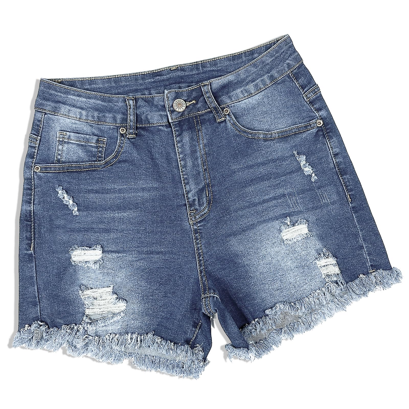 Women's High Waist Ripped Skinny Jeans - Stretch Destroyed Denim Pants & Plus Size Shorts | Trendy Casual Outfit for Streetwear, Dating & Night Out