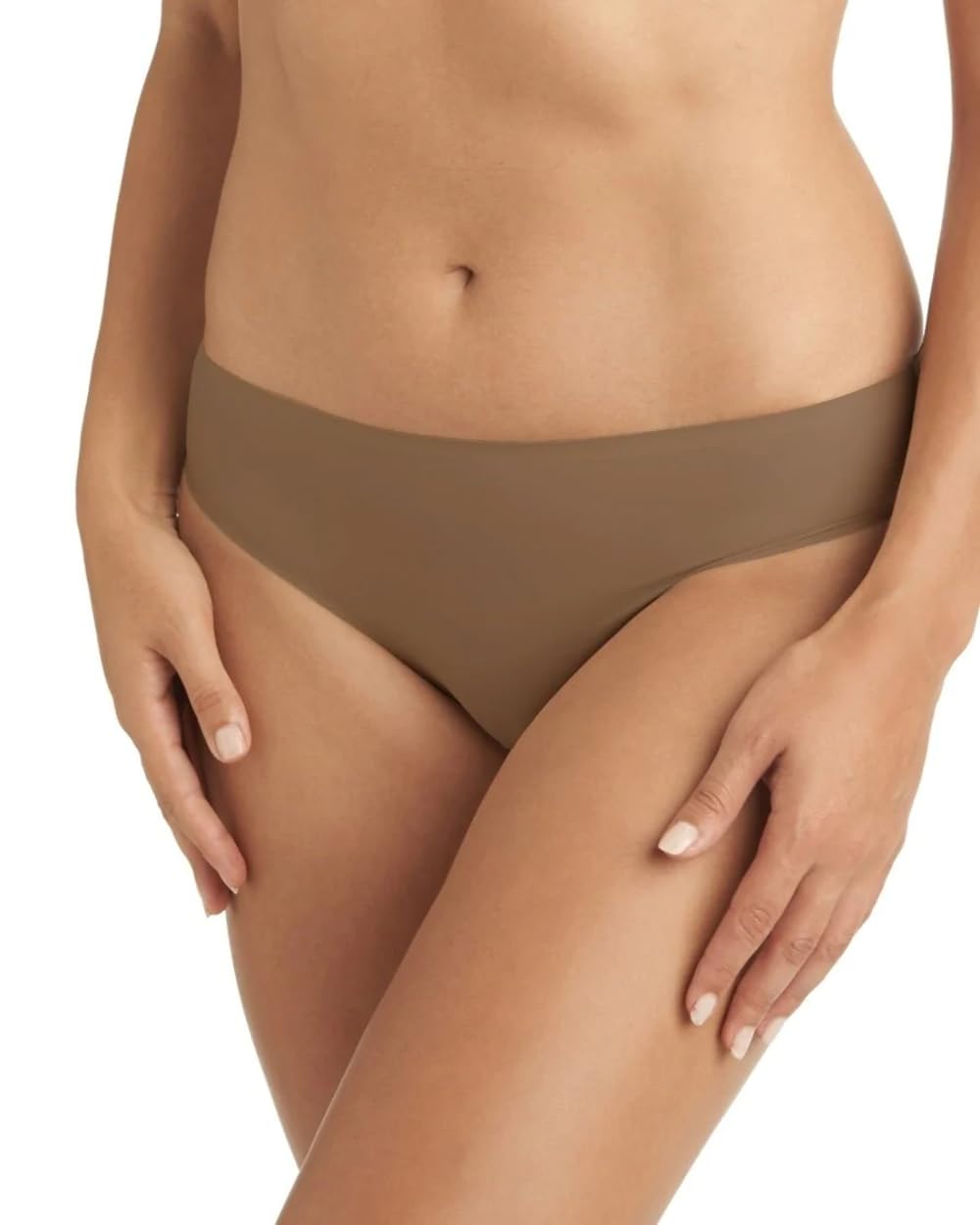 TC Fine Intimates Women's Matte Microfiber Hipster Underwear - Soft Comfortable Everyday Panties, Seamless Design, Dark Sand - Perfect for Work, Yoga & Lounge Wear